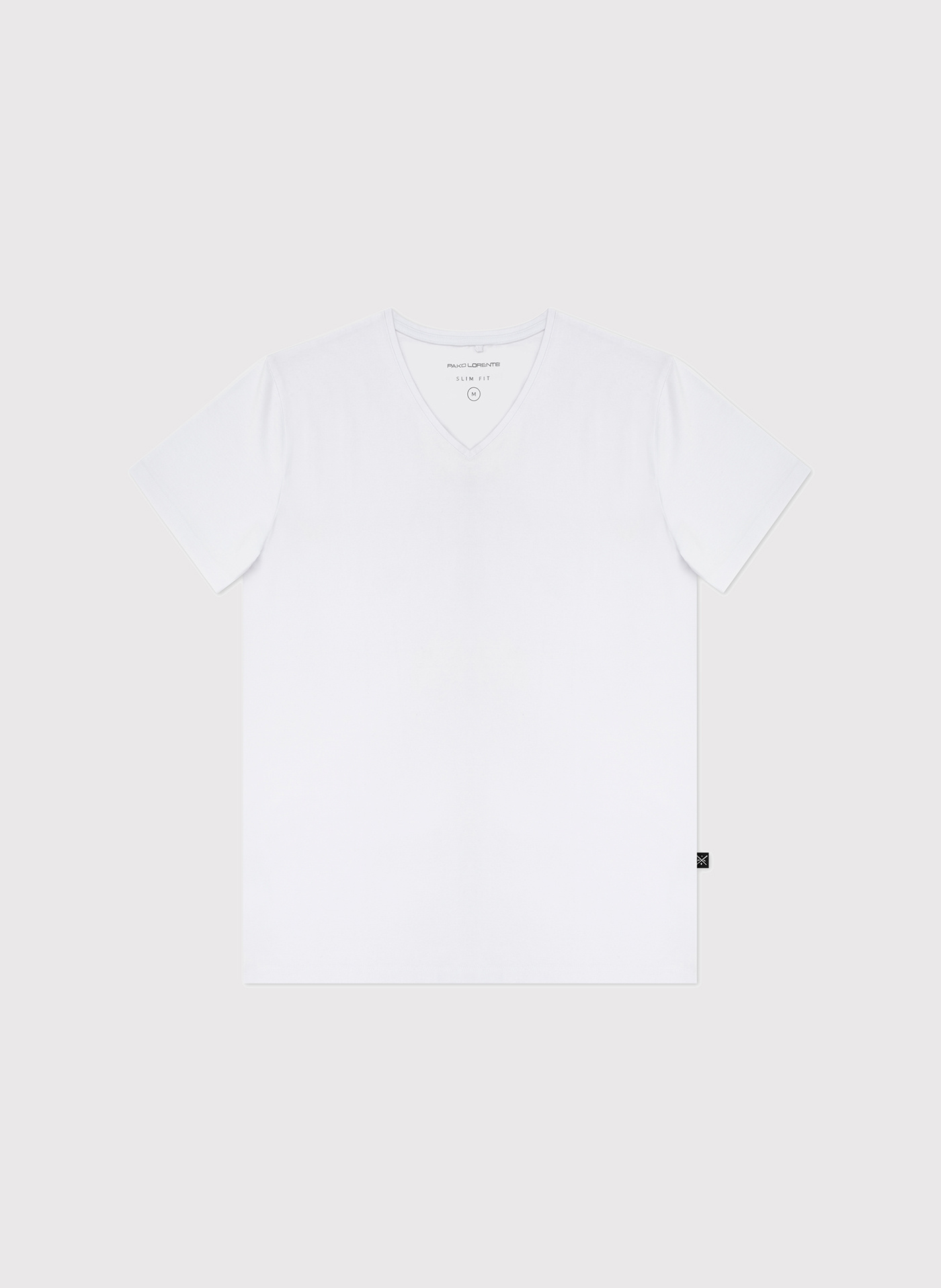 Biały gładki t-shirt v-neck - Pako Lorente