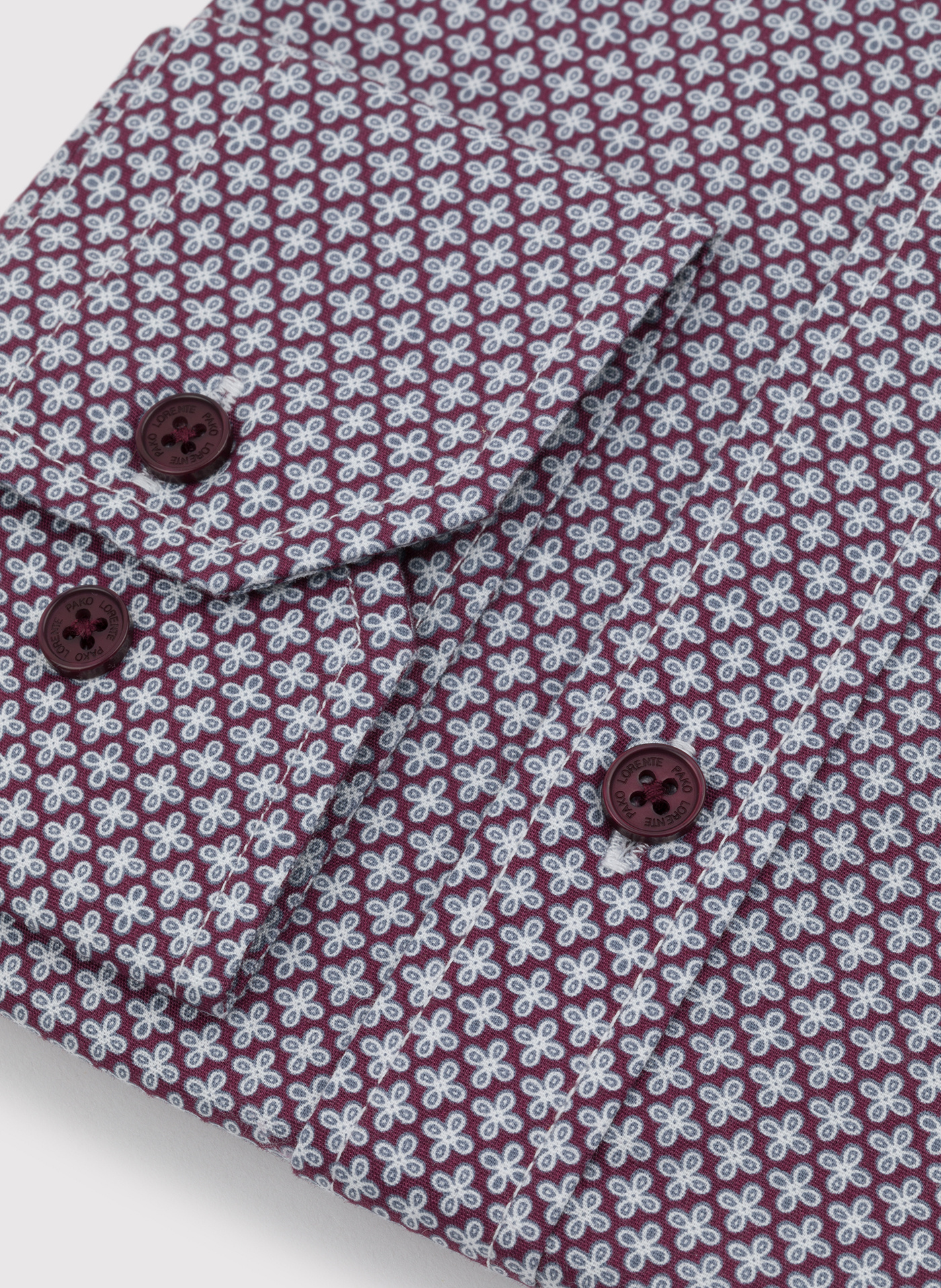 Bordowa wzorzysta koszula męska P24SF-1X-024-D-S - Pako Lorente - Pako Lorente