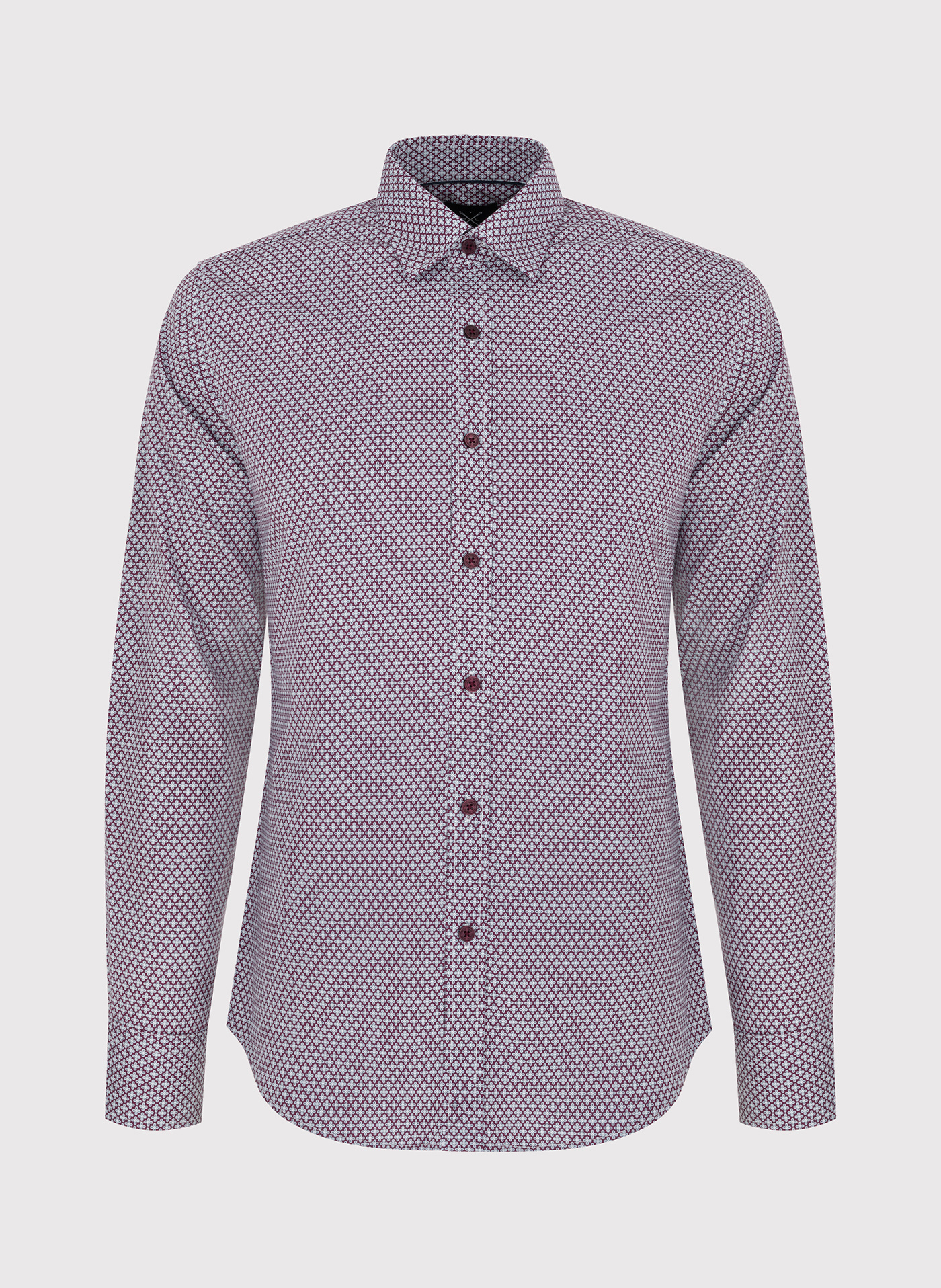 Bordowa wzorzysta koszula męska P24SF-1X-024-D-S - Pako Lorente - Pako Lorente