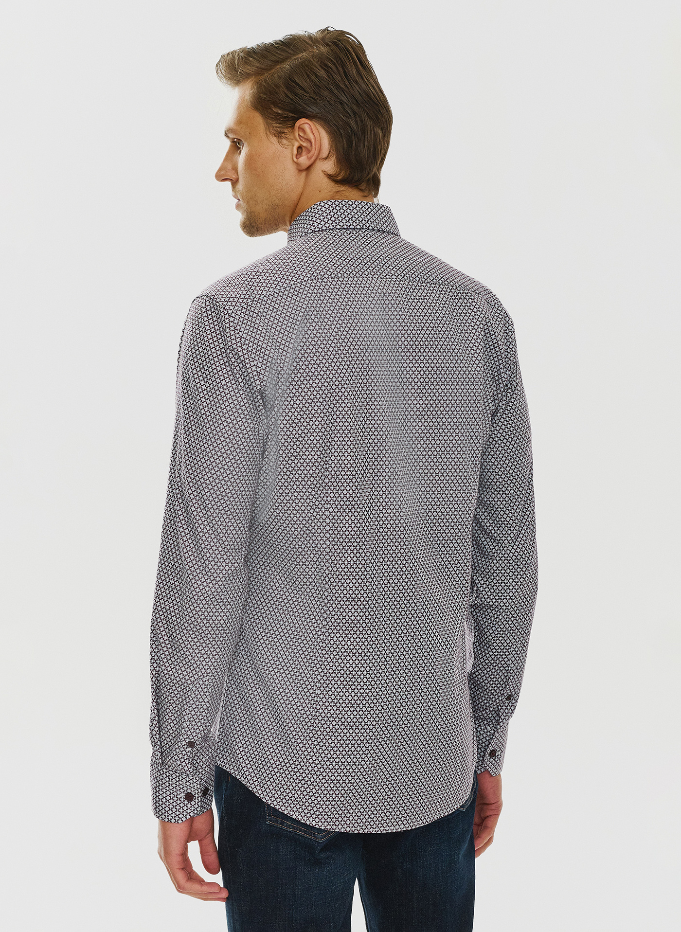 Bordowa wzorzysta koszula męska P24SF-1X-024-D-S - Pako Lorente - Pako Lorente