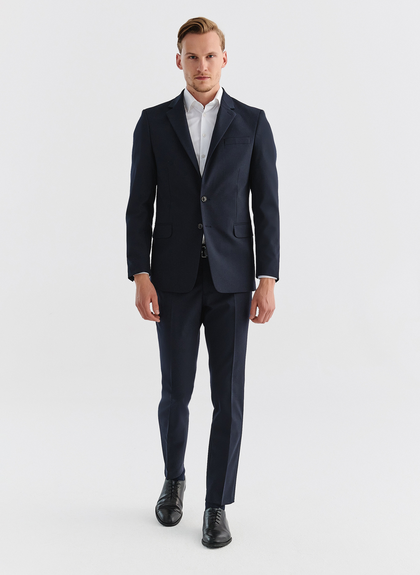 Gładkie granatowe spodnie garniturowe - Pako Lorente