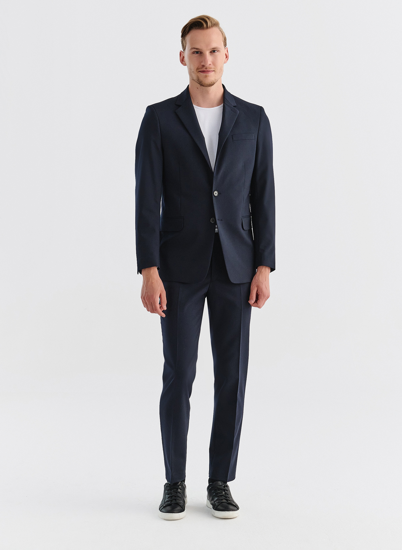 Gładkie granatowe spodnie garniturowe - Pako Lorente