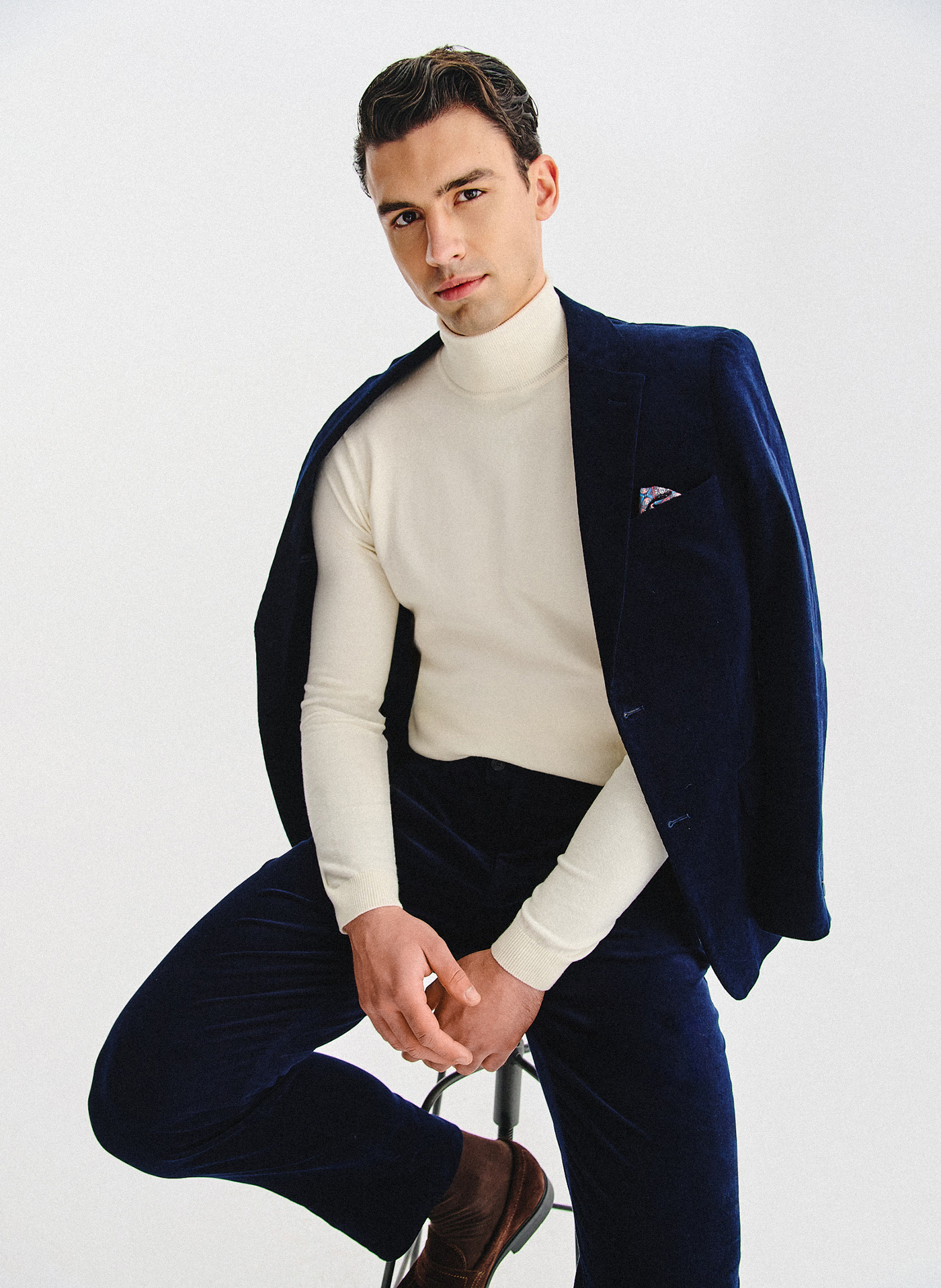 PAKO LORENTE - Granatowa sztruksowa marynarka męska - Pako Lorente