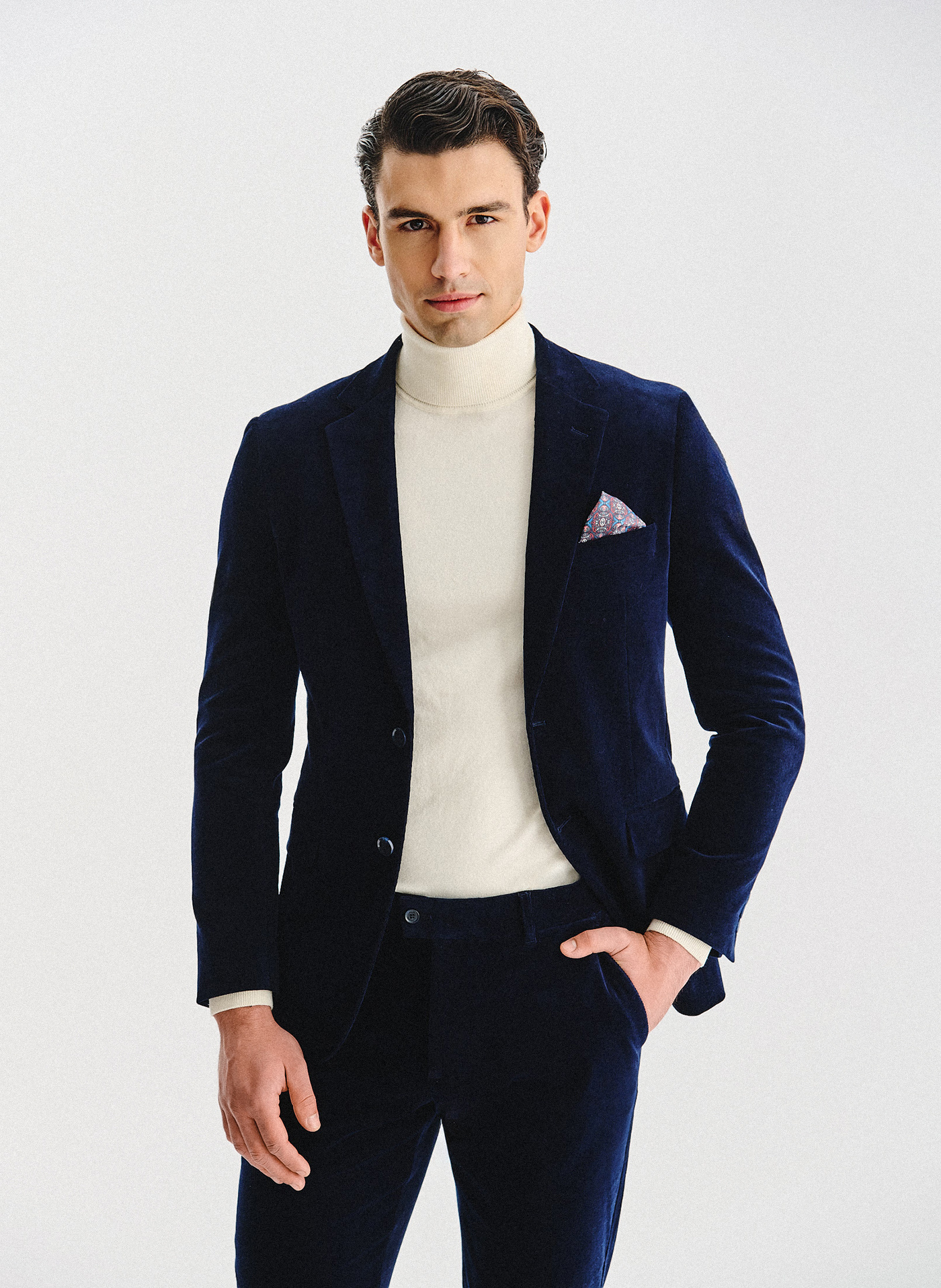 PAKO LORENTE - Granatowa sztruksowa marynarka męska - Pako Lorente