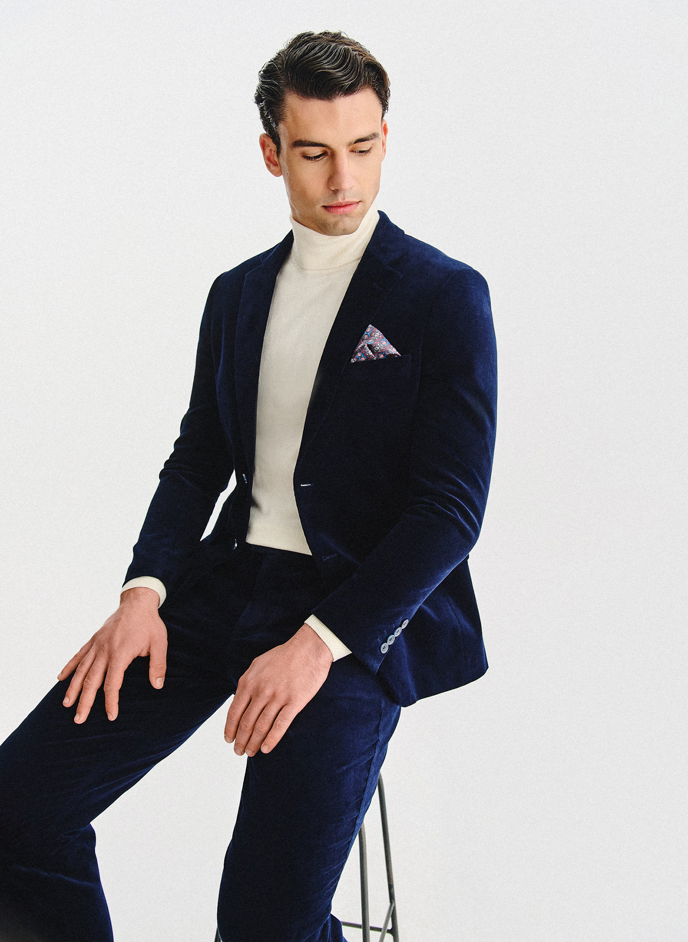 PAKO LORENTE - Granatowa sztruksowa marynarka męska - Pako Lorente