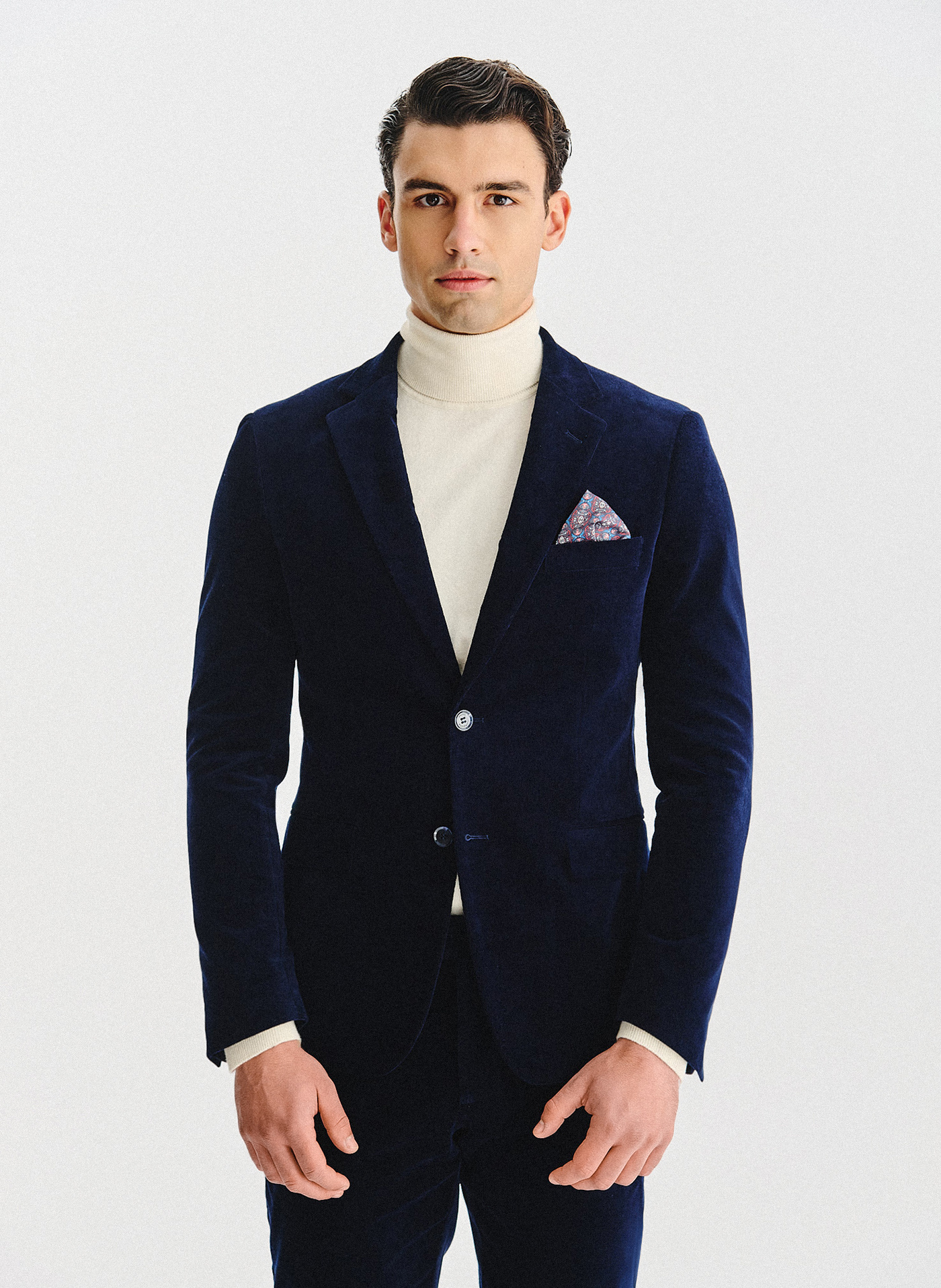 PAKO LORENTE - Granatowa sztruksowa marynarka męska - Pako Lorente