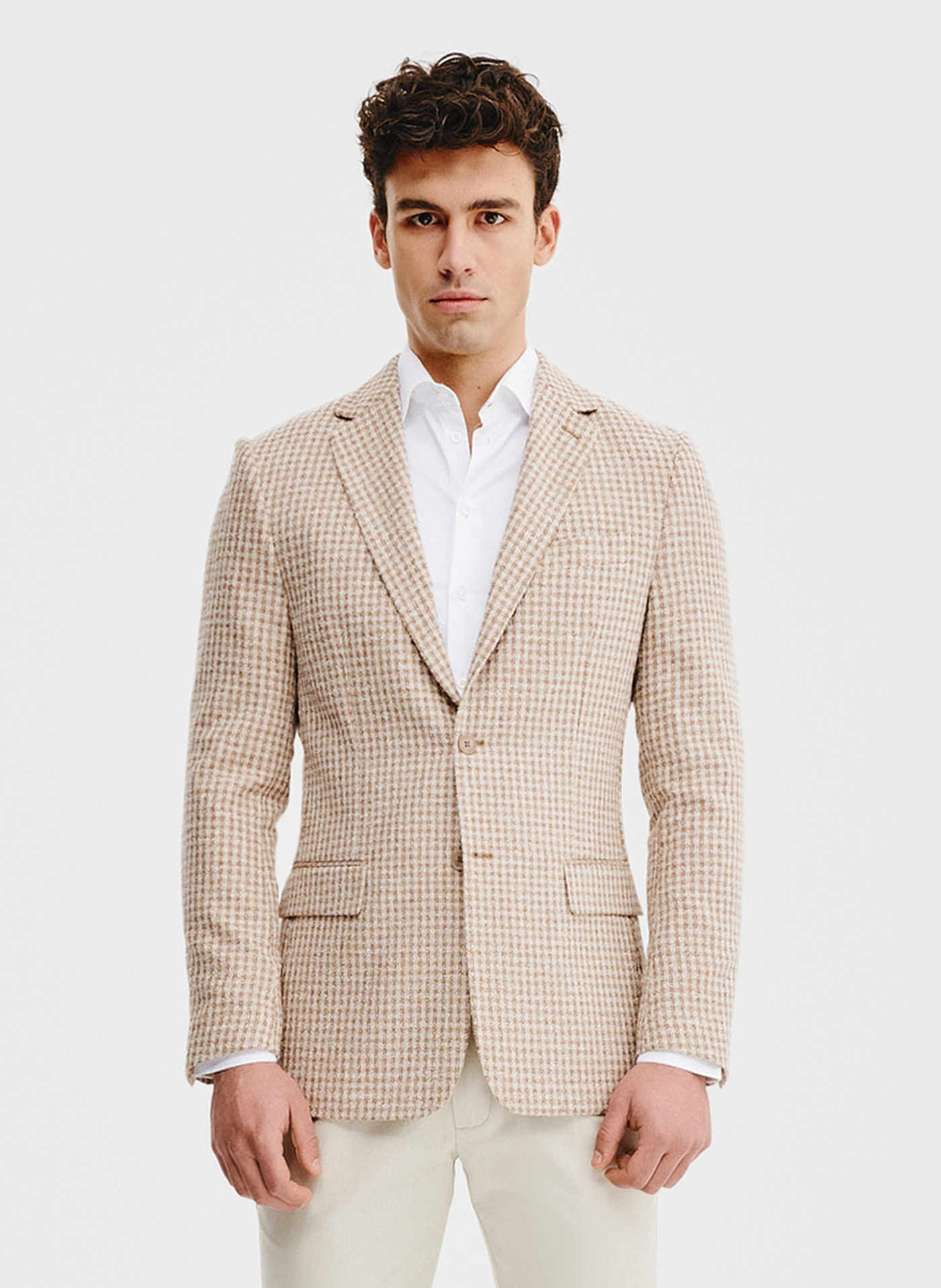 Beżowa marynarka w pepitkę - Pako Lorente