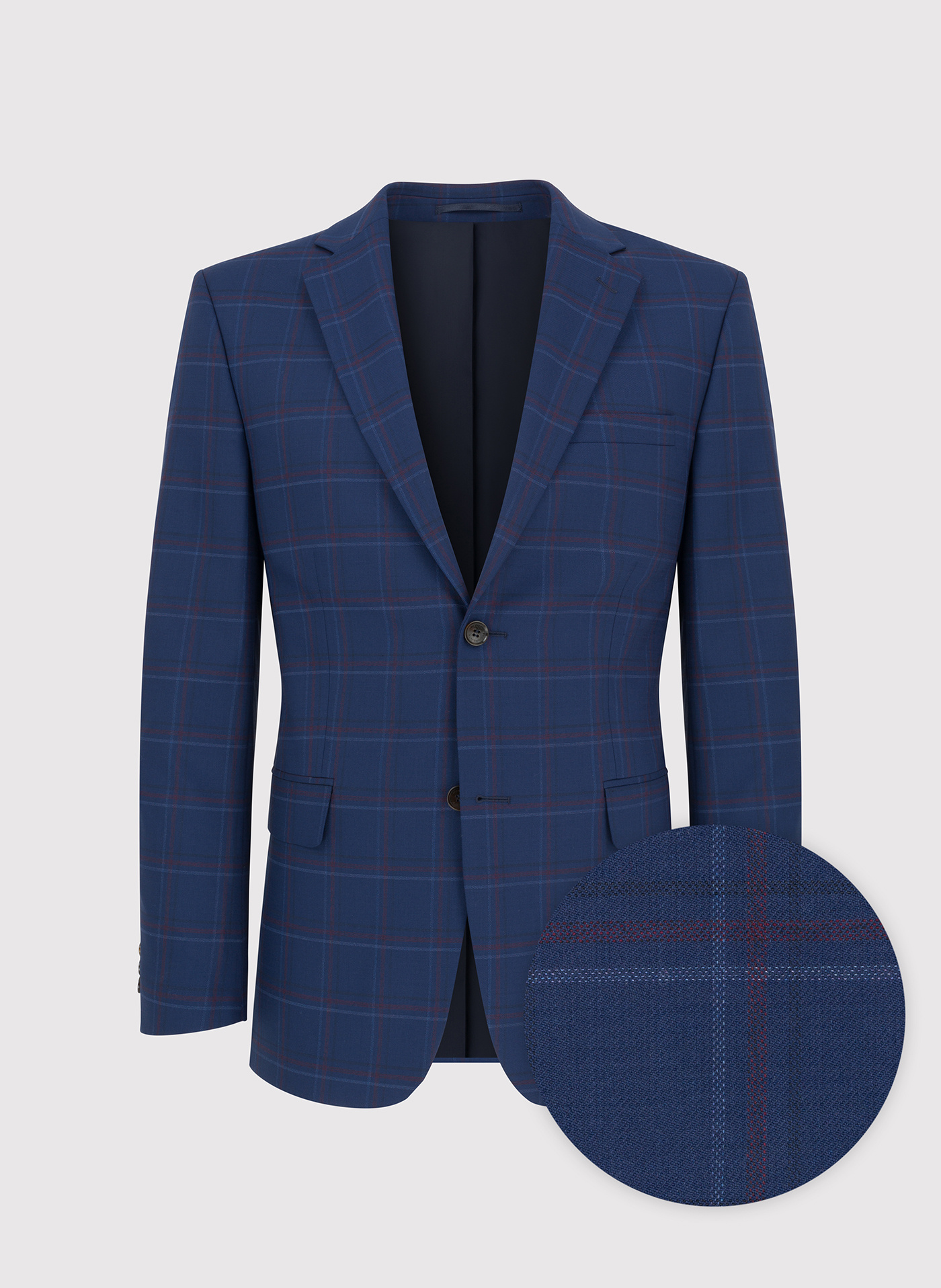 Granatowa marynarka garniturowa w czerwono-niebieską kratkę - Pako Lorente