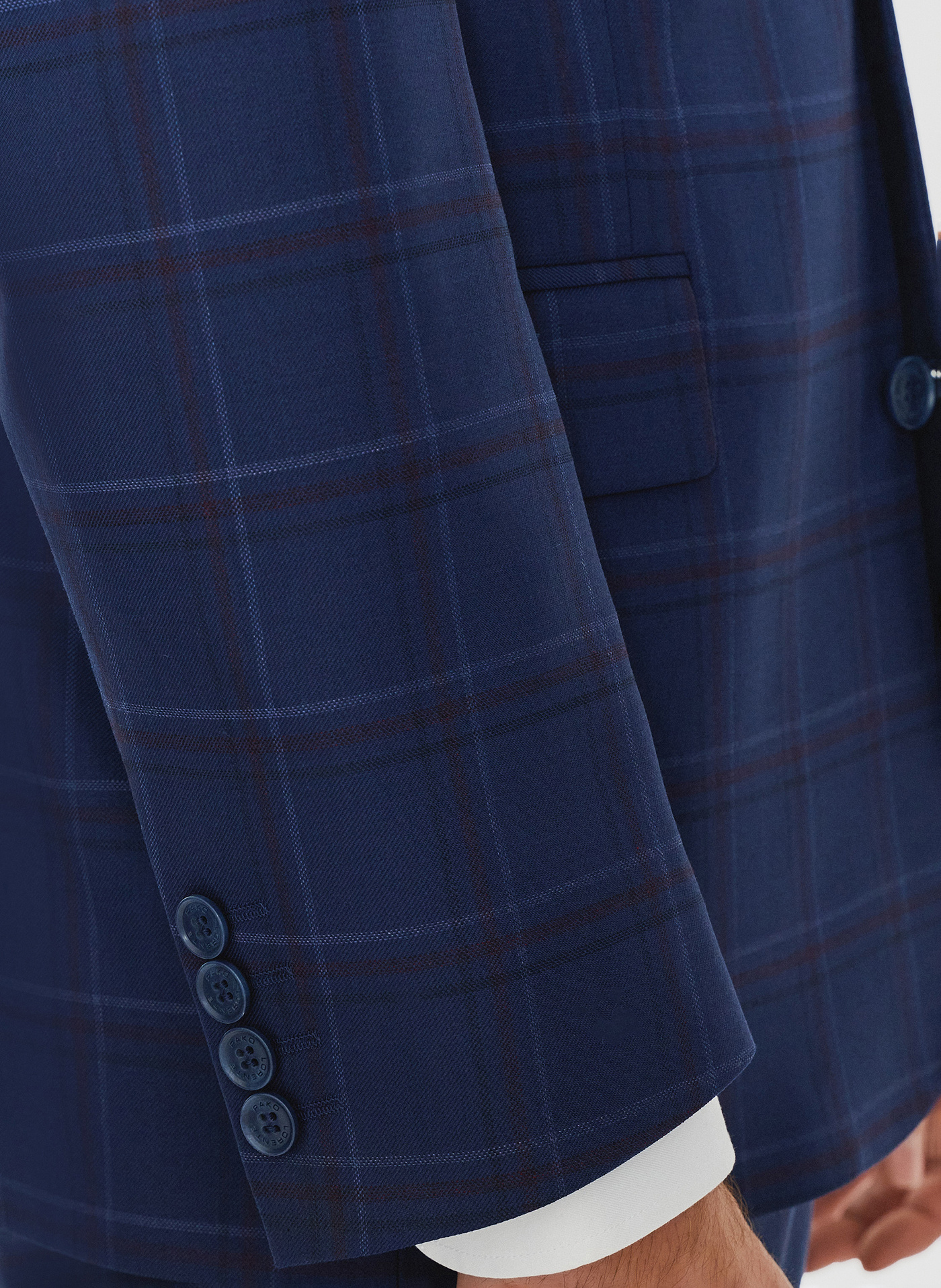 Granatowa marynarka garniturowa w czerwono-niebieską kratkę - Pako Lorente