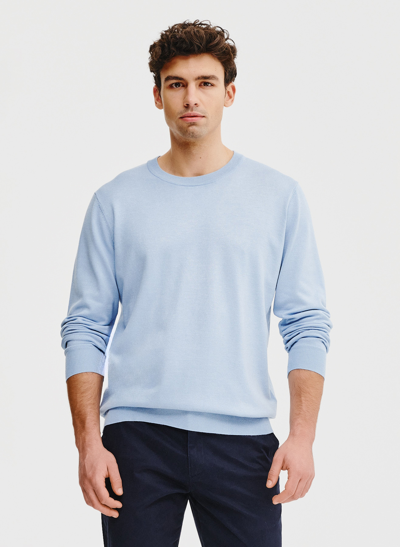 Niebieski sweter męski o-neck - Pako Lorente