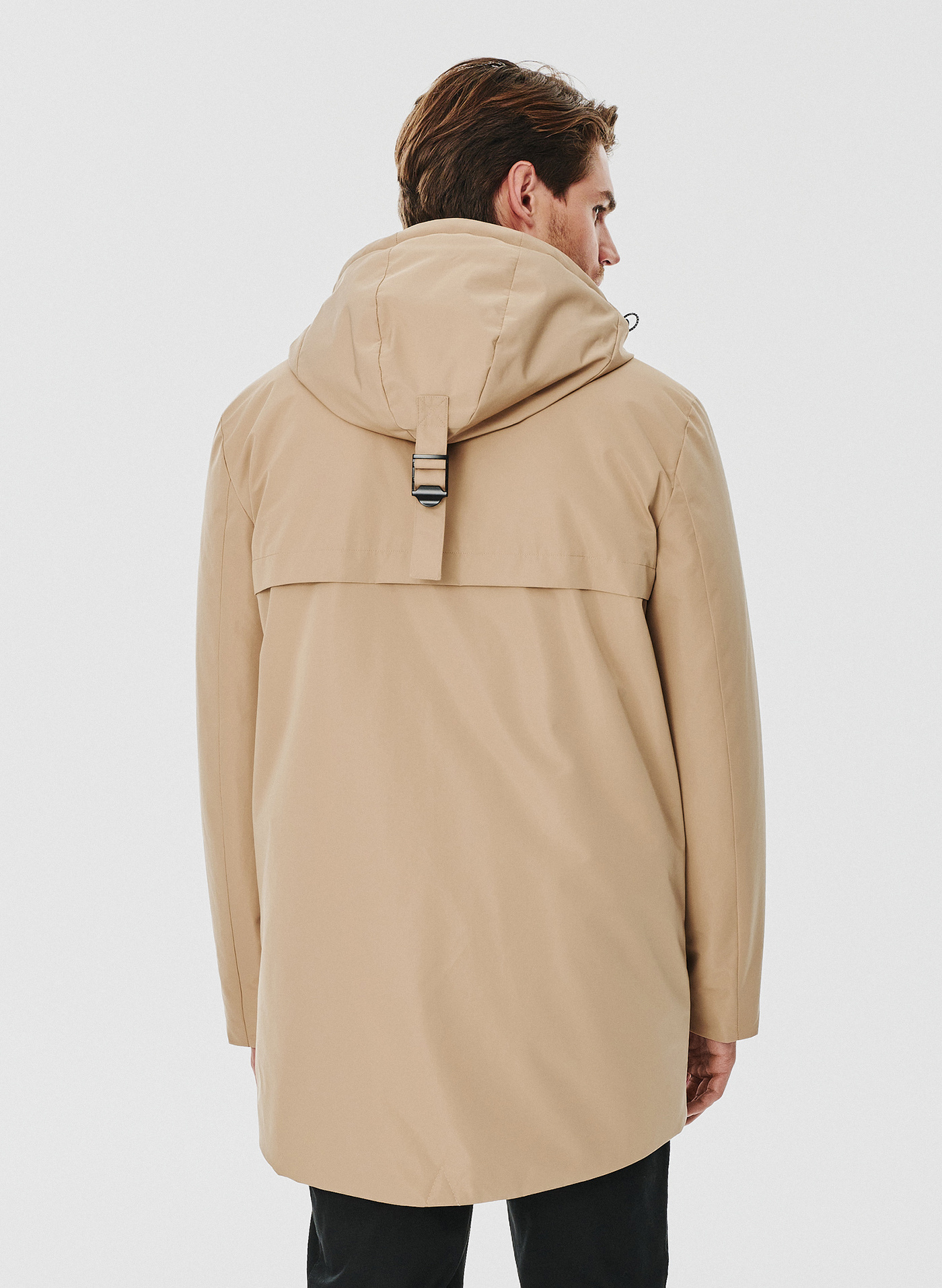 Kurtka męska z kapturem w kolorze beżowym - Pako Lorente
