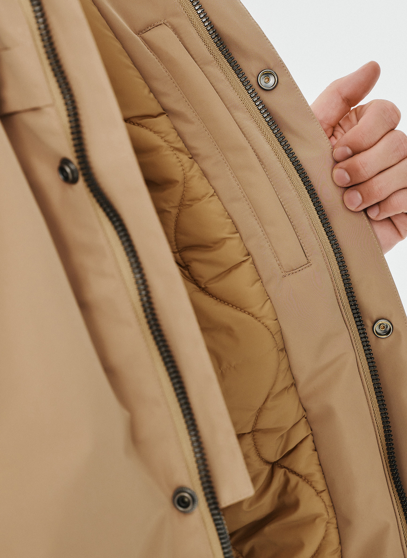 Kurtka męska z kapturem w kolorze beżowym - Pako Lorente