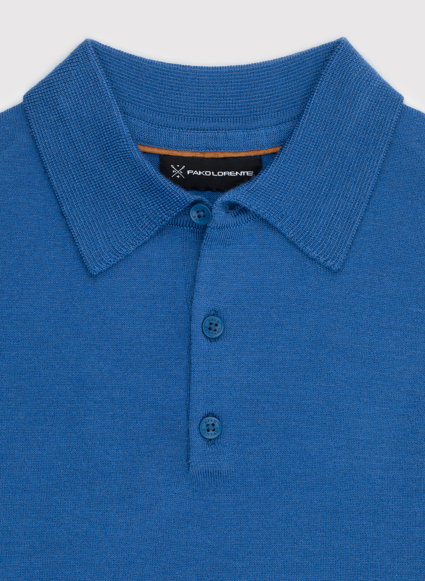 Męski niebieski sweter z kołnierzykiem polo - Pako Lorente