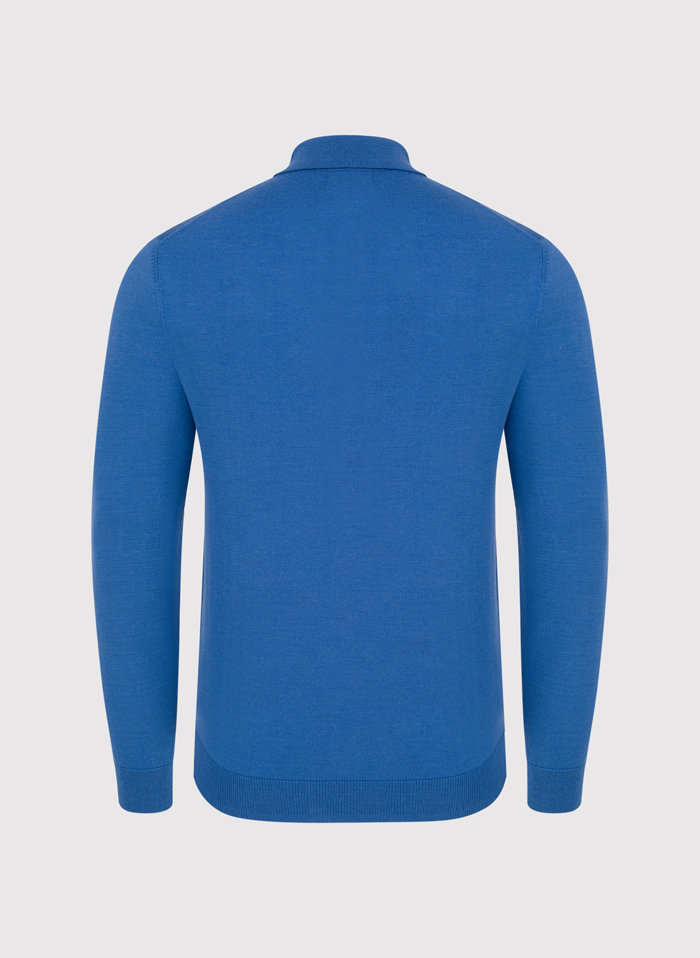 Męski niebieski sweter z kołnierzykiem polo - Pako Lorente