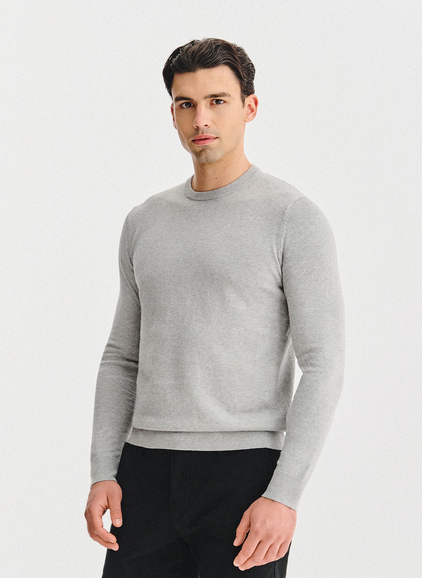 Szary bawełniany sweter z kaszmirem - Pako Lorente