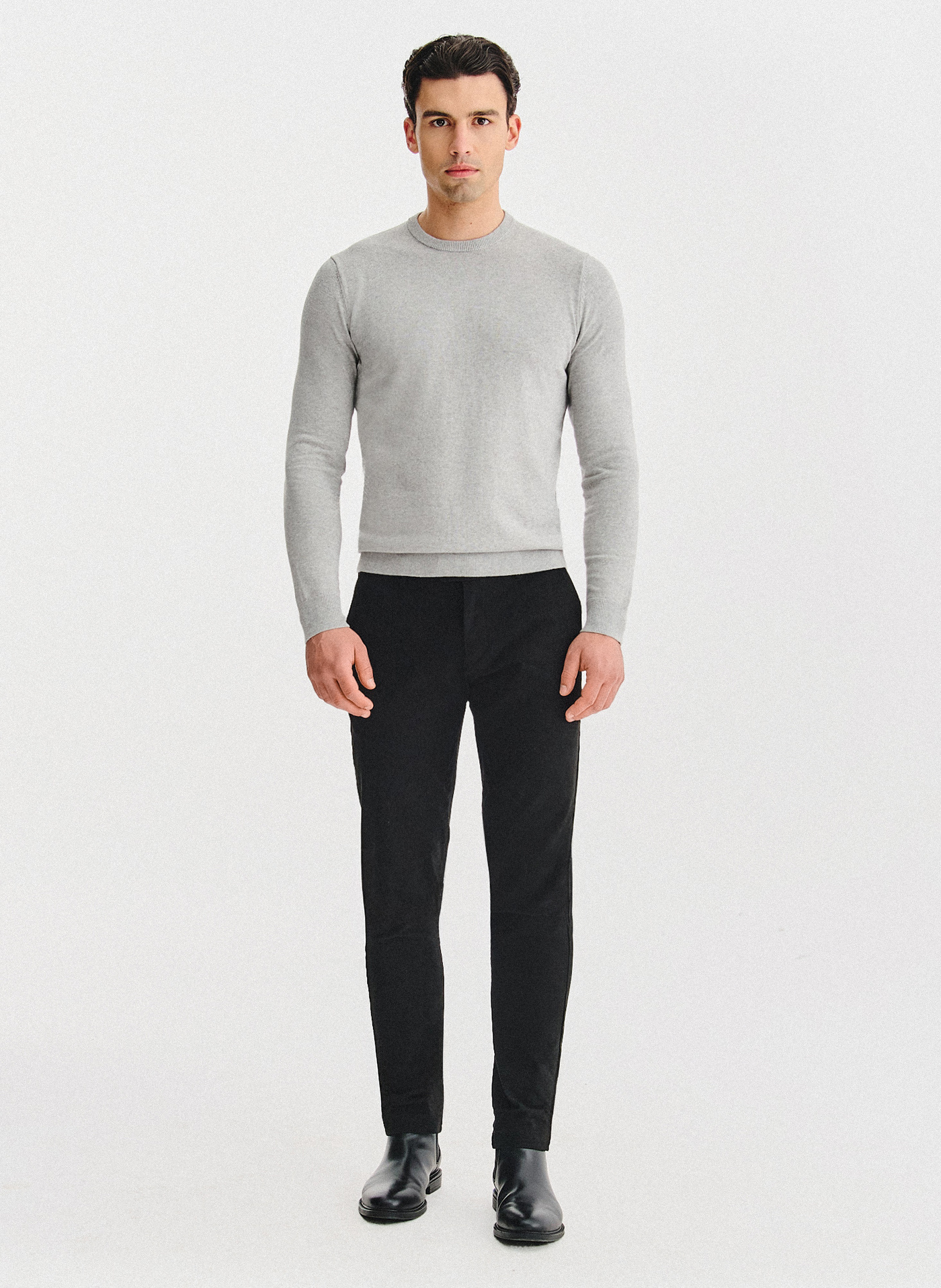 Szary bawełniany sweter z kaszmirem - Pako Lorente