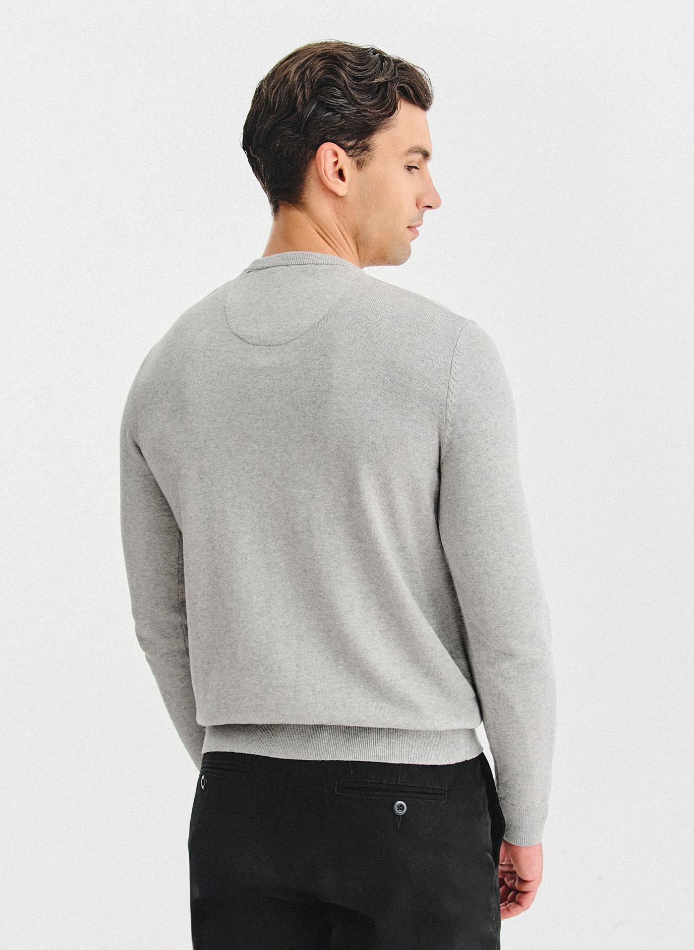 Szary bawełniany sweter z kaszmirem - Pako Lorente