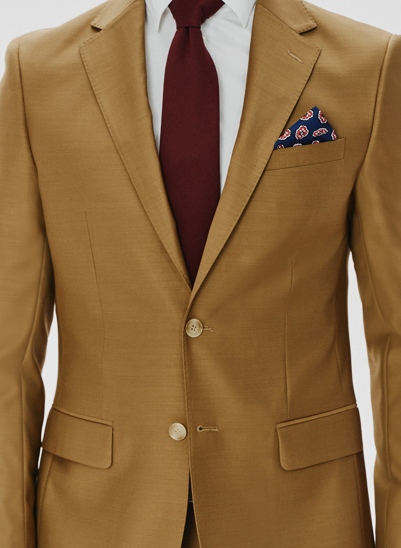 Jasnobrązowa garniturowa marynarka męska z wełną - Pako Lorente