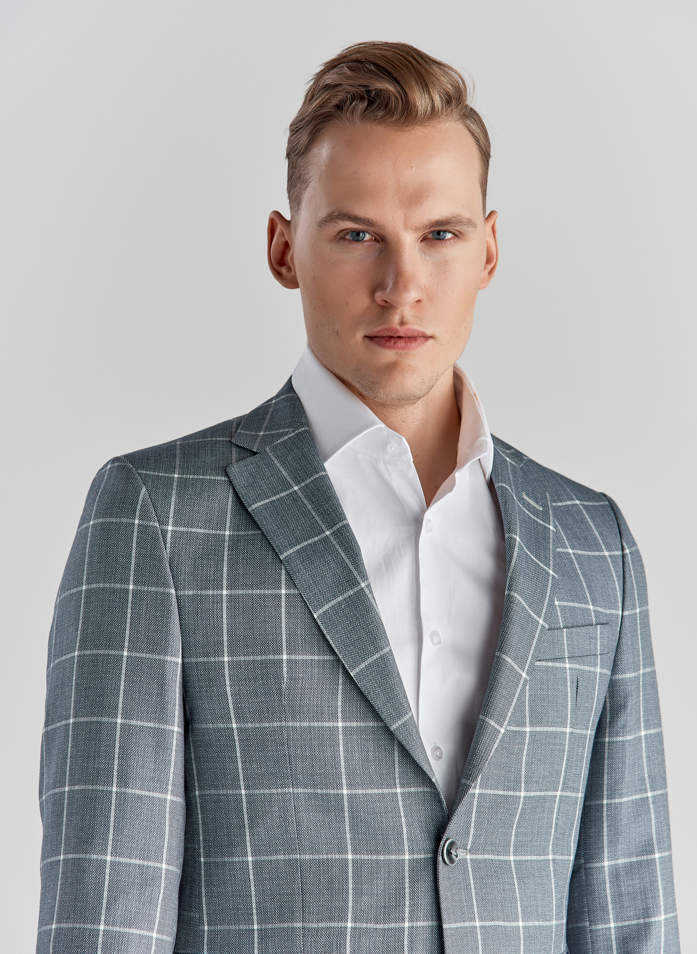 Niebieskie spodnie garniturowe P22SF-6G-012-N-S - Pako Lorente