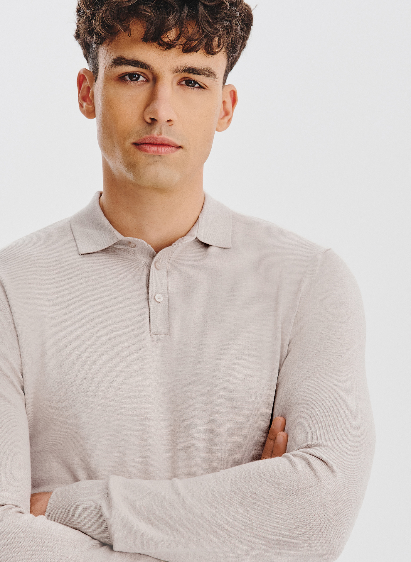 Sweter polo w kolorze beżowym - Pako Lorente