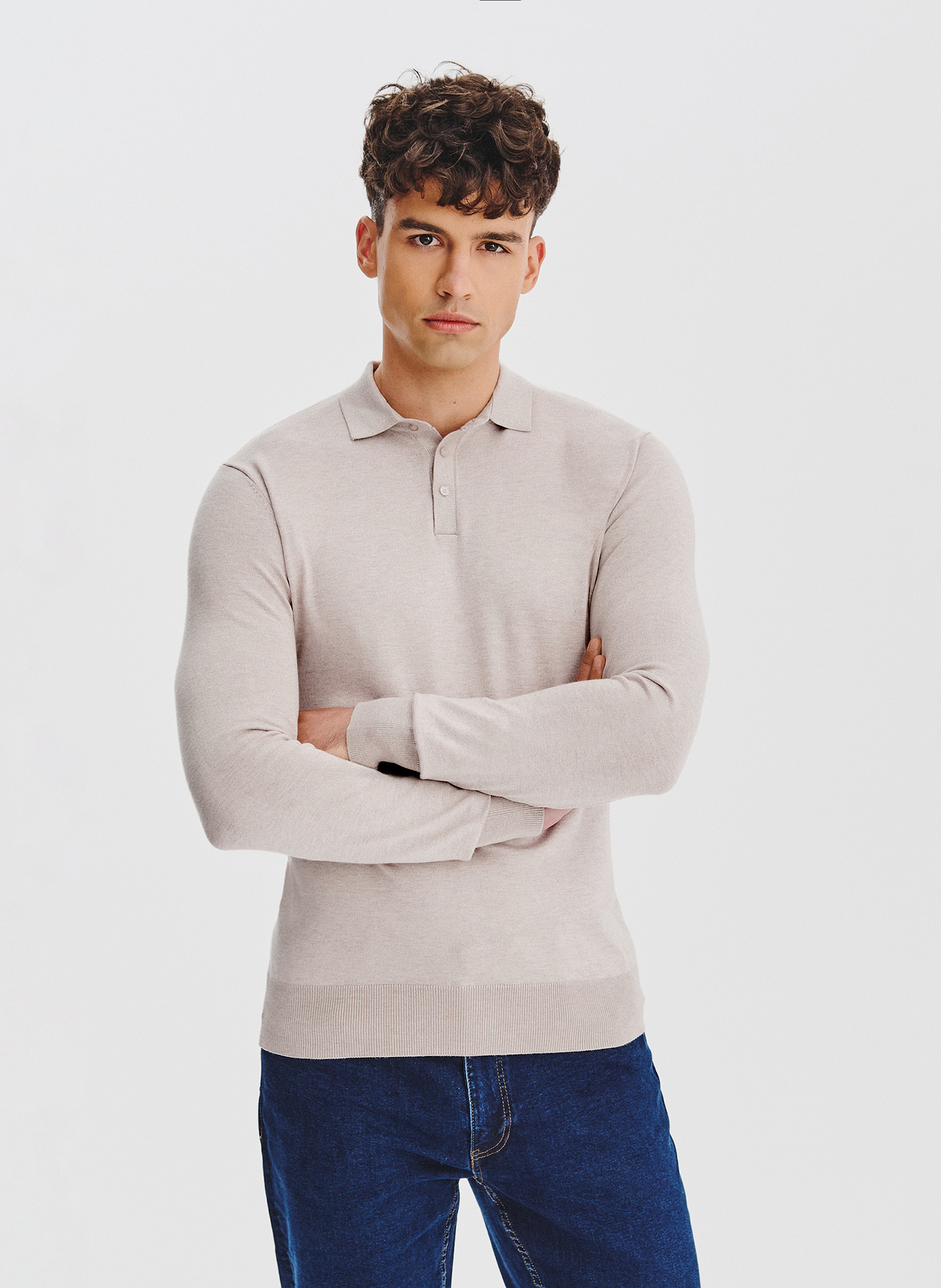 Sweter polo w kolorze beżowym - Pako Lorente