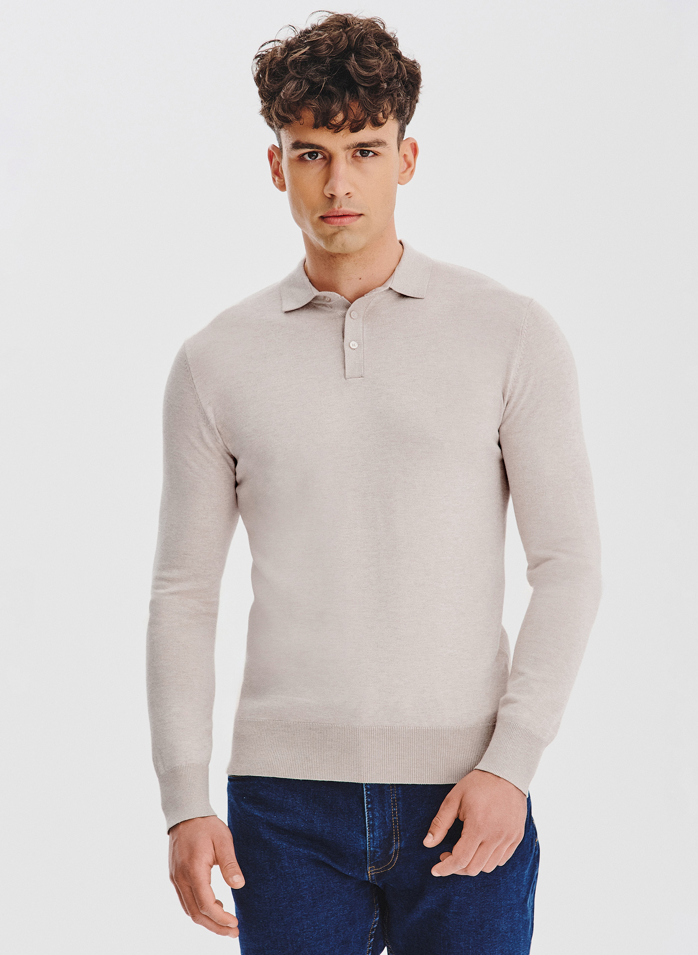 Sweter polo w kolorze beżowym - Pako Lorente