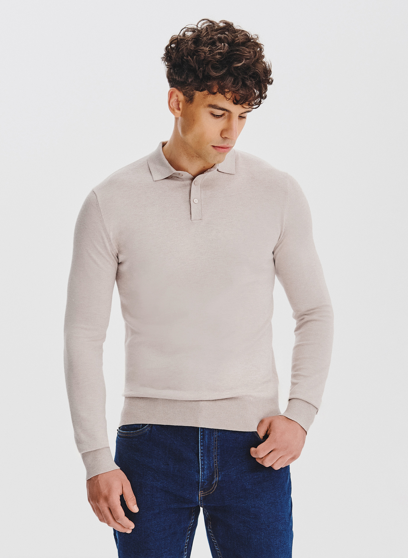 Sweter polo w kolorze beżowym - Pako Lorente