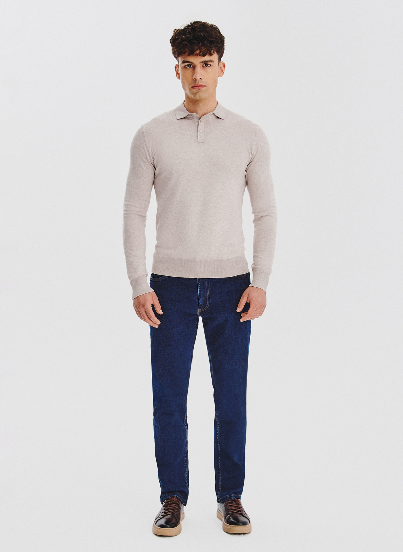 Sweter polo w kolorze beżowym - Pako Lorente