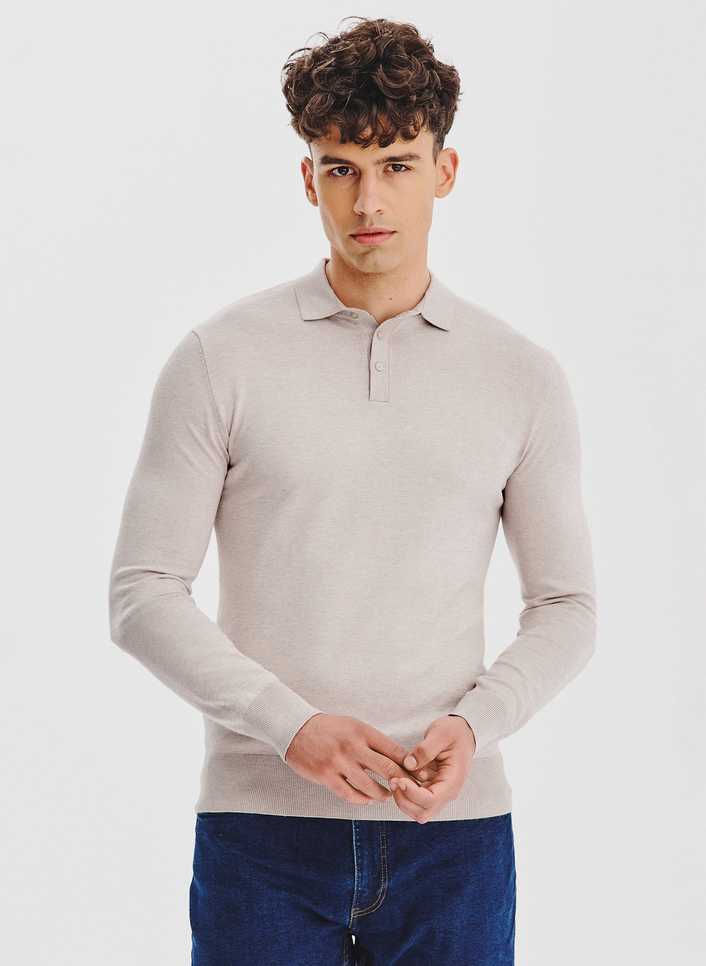 Sweter polo w kolorze beżowym - Pako Lorente