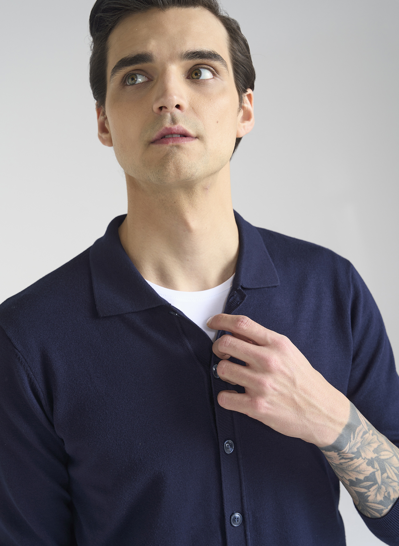 Granatowy kardigan z kołnierzykiem P24SF-2X-001-G-0 - Pako Lorente - Pako Lorente