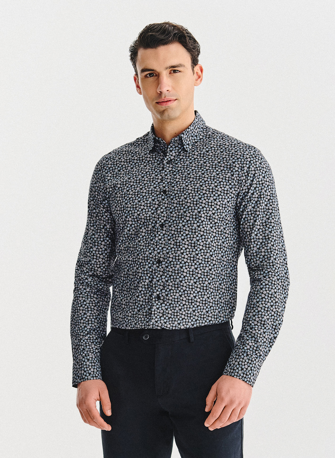 Czarna koszula w drobny wzór - Pako Lorente