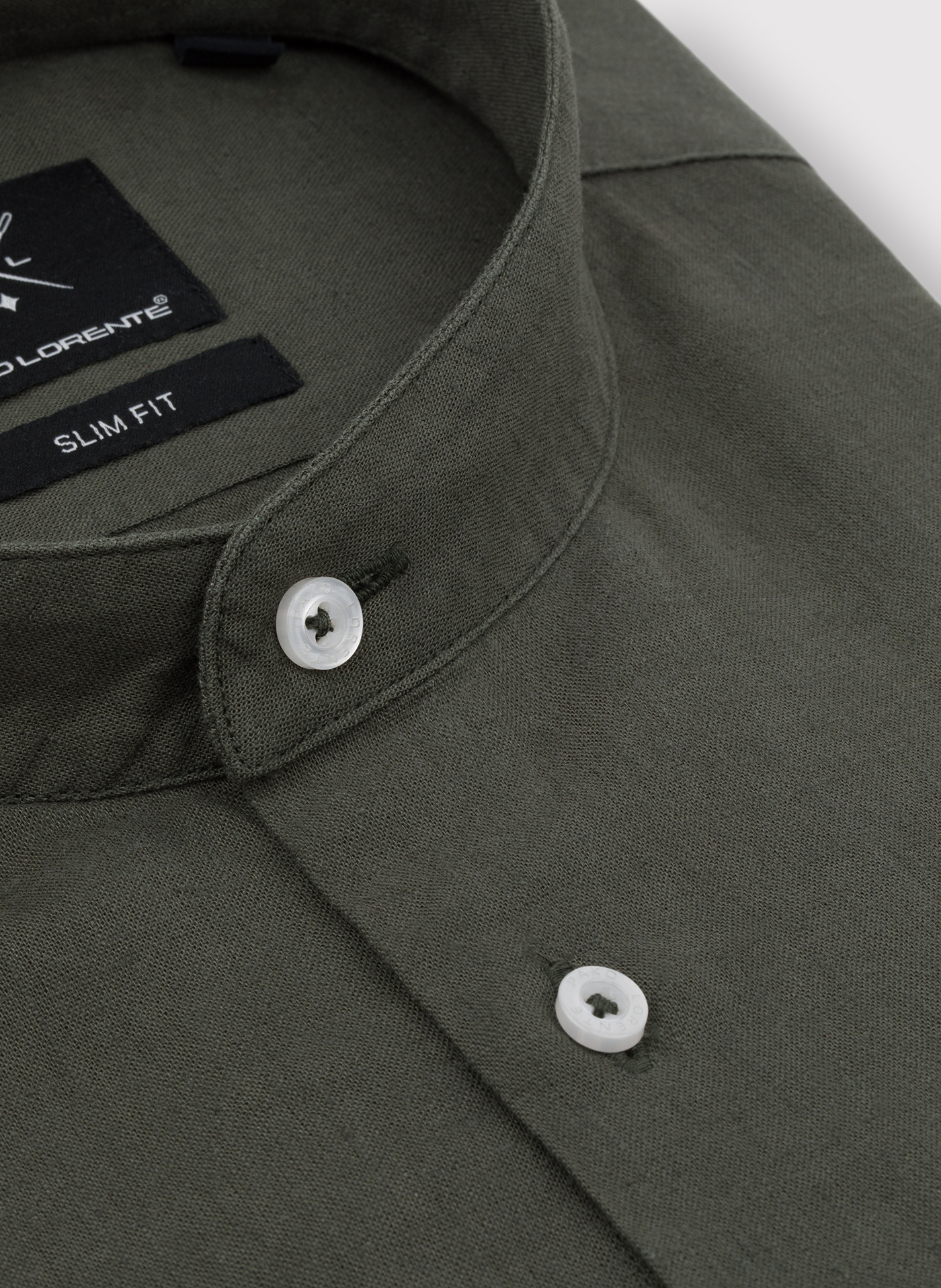 Lniana zielona koszula męska ze stójką - Pako Lorente