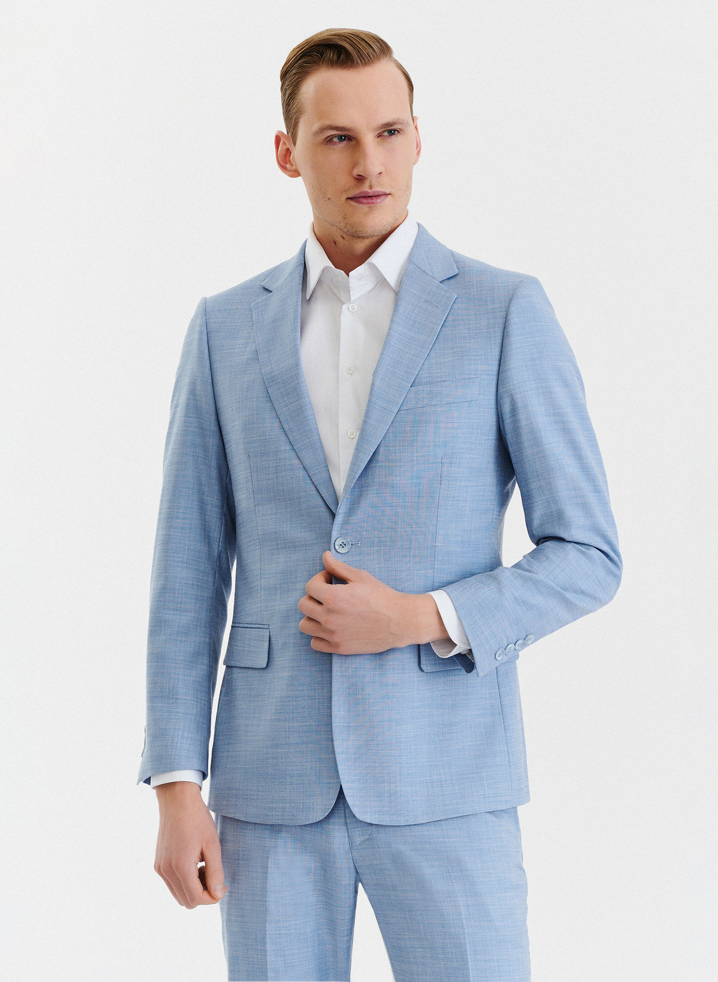 Niebieska męska marynarka garniturowa - Pako Lorente