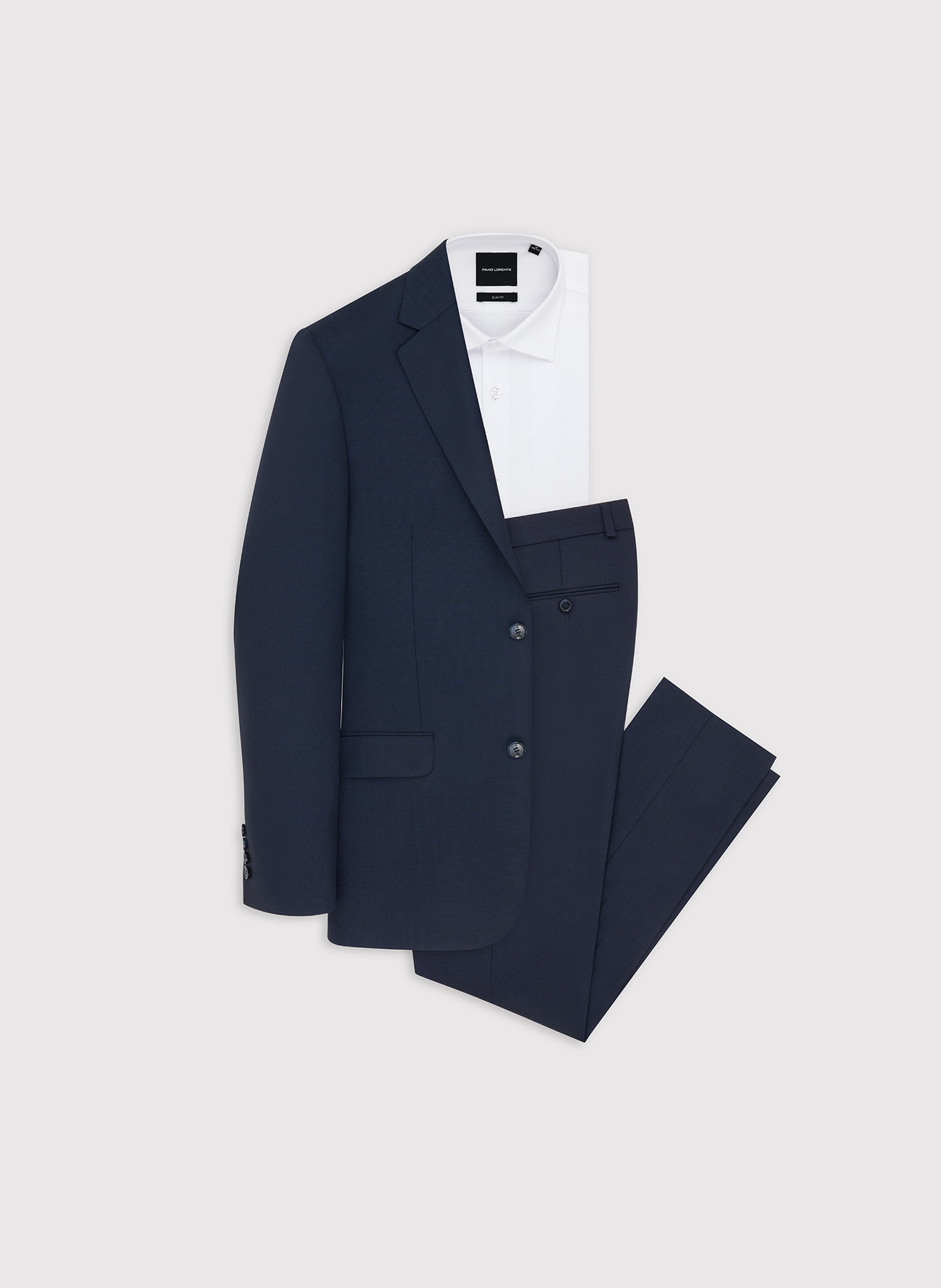PAKO LORENTE - Granatowy wełniany garnitur męski - Pako Lorente