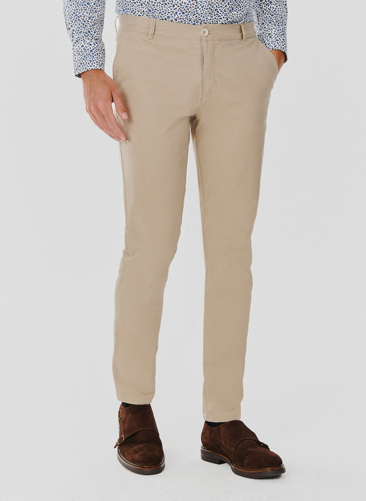 Gładkie spodnie męskie w kolorze beżowym - Pako Lorente