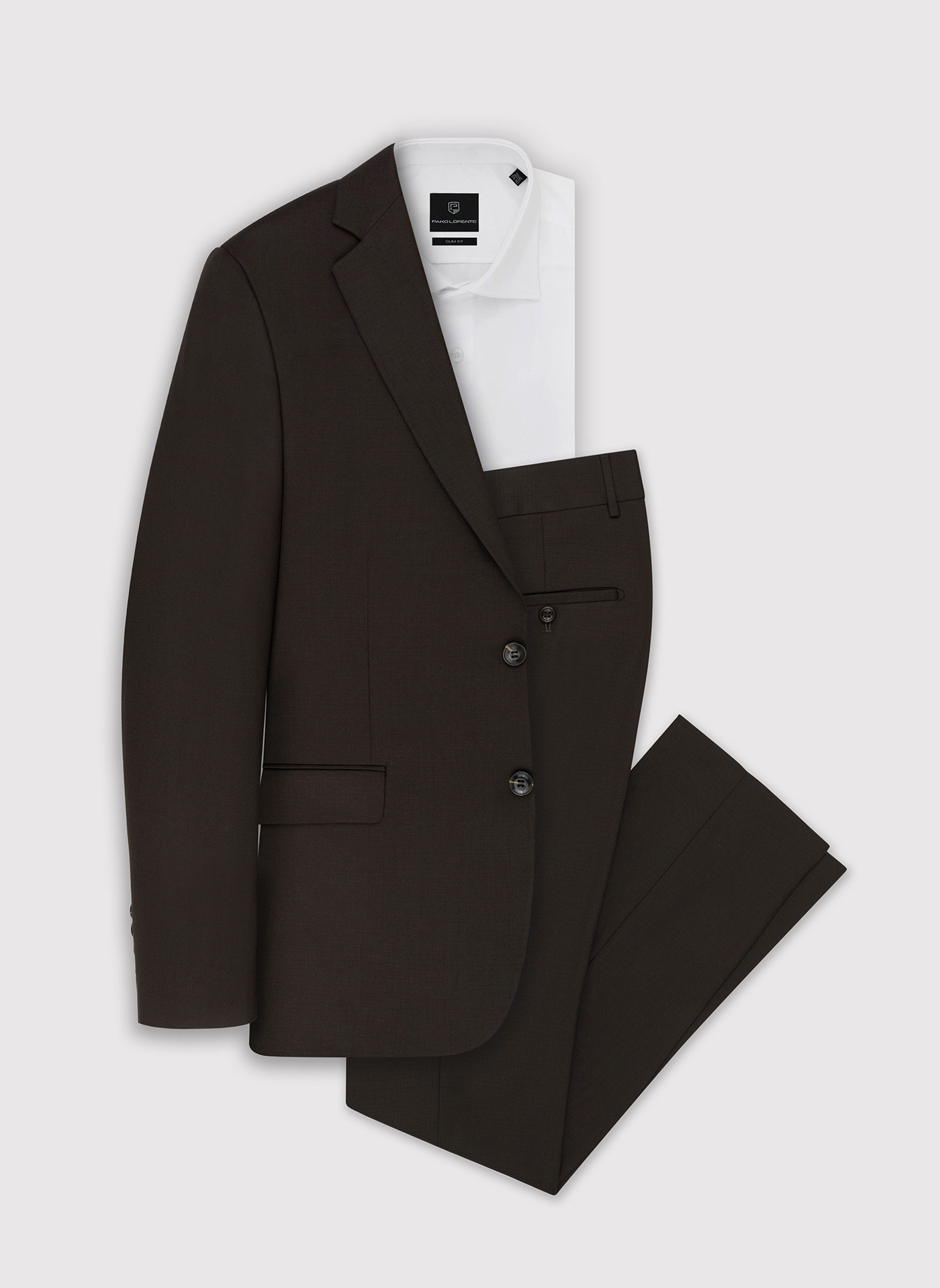 Brązowe spodnie w kant męskie - Pako Lorente