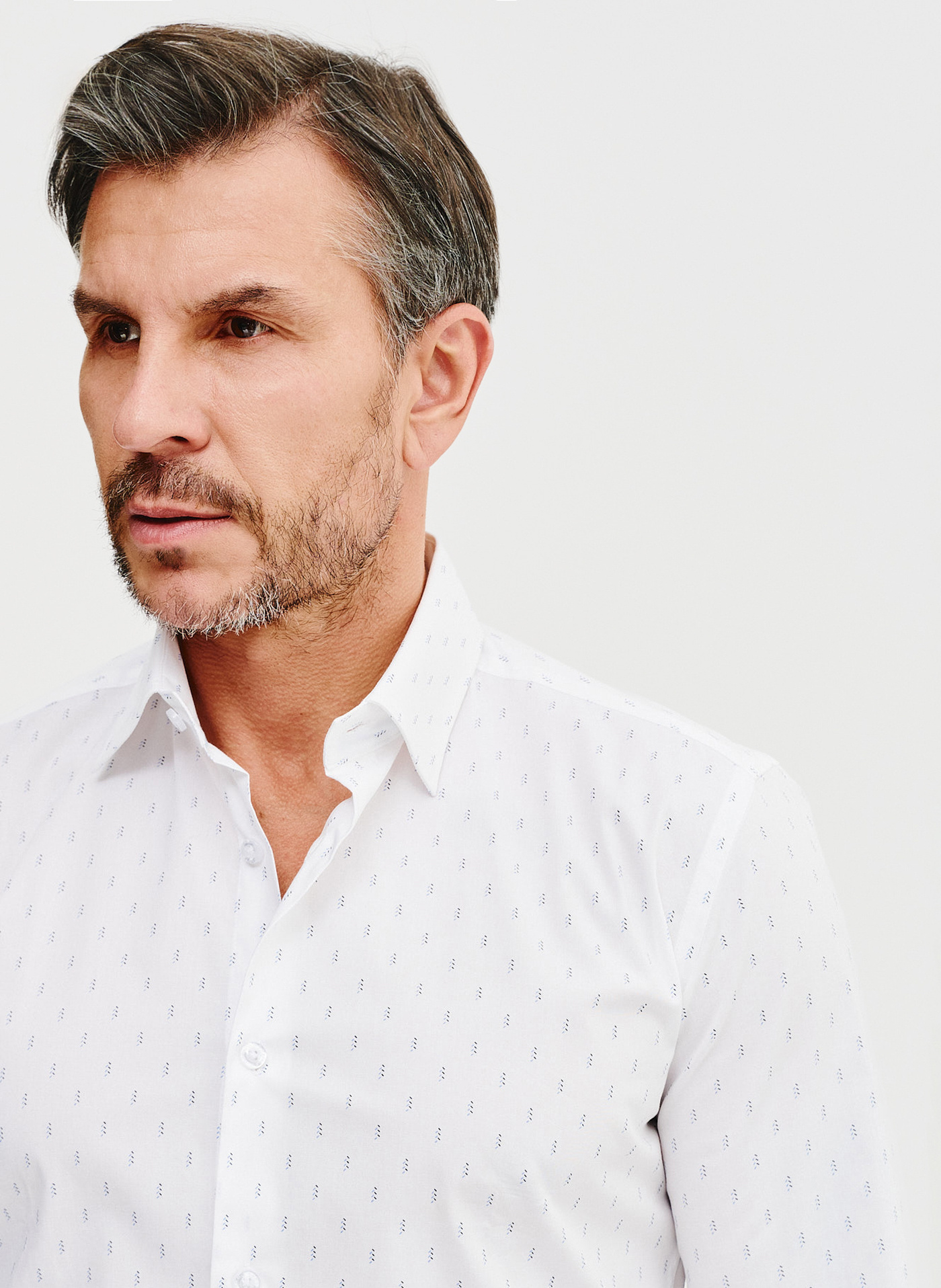 Biała koszula męska w mikrowzór - Pako Lorente