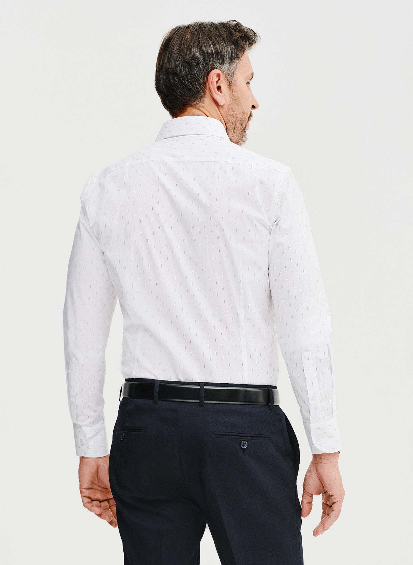 Biała koszula męska w mikrowzór - Pako Lorente