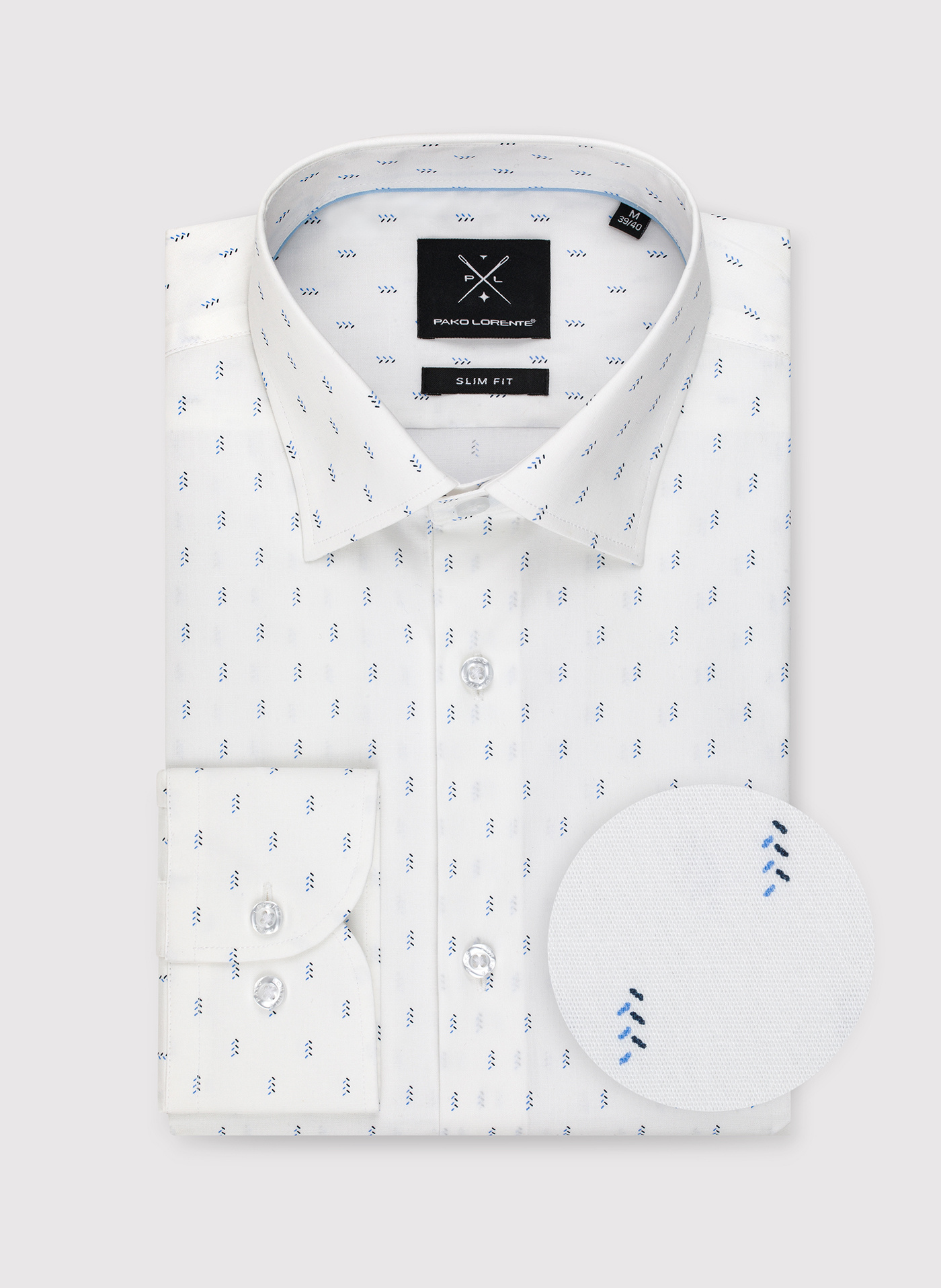Biała koszula męska w mikrowzór - Pako Lorente