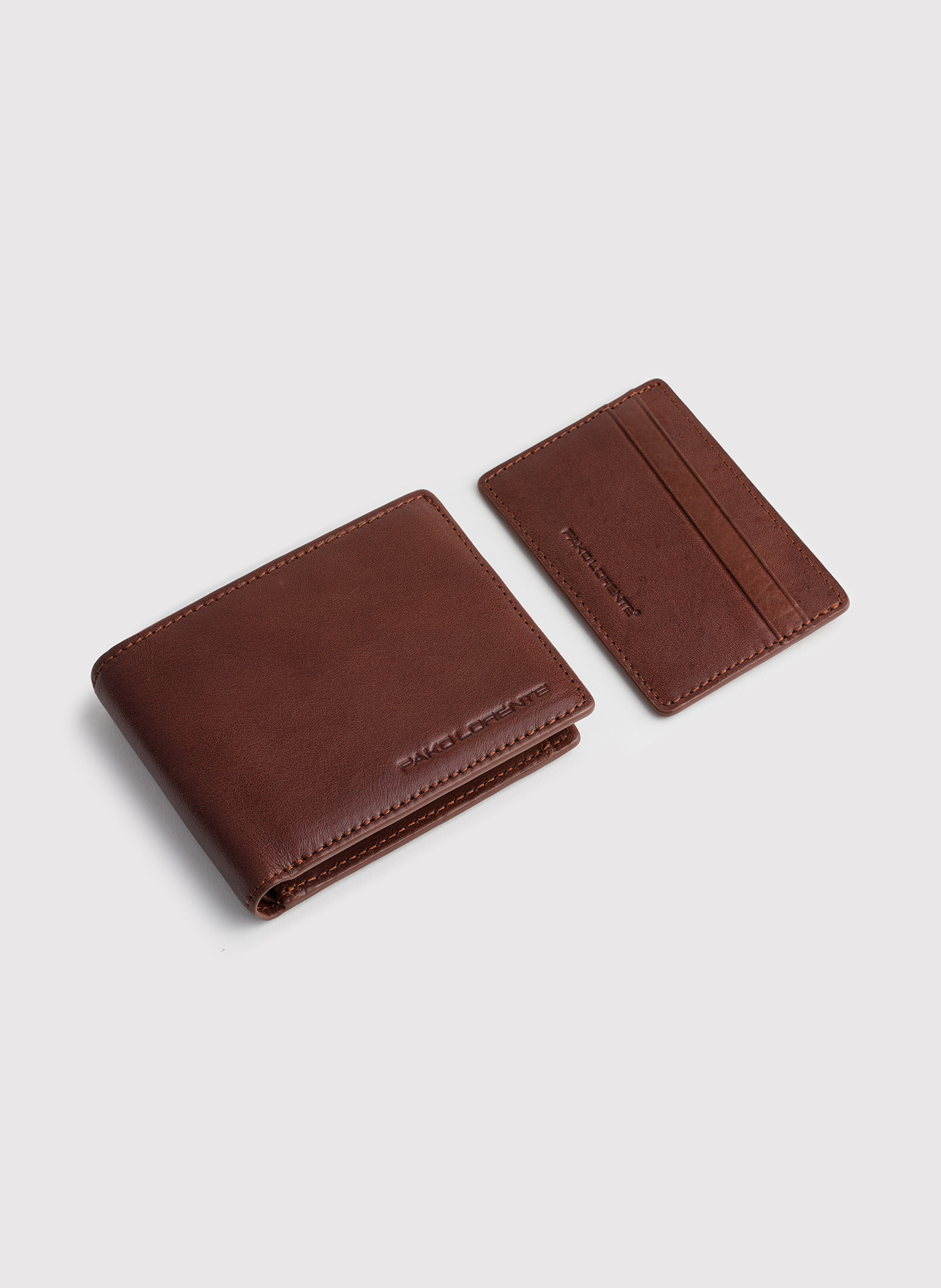 Zestaw męski skórzany portfel plus wizytownik - Pako Lorente