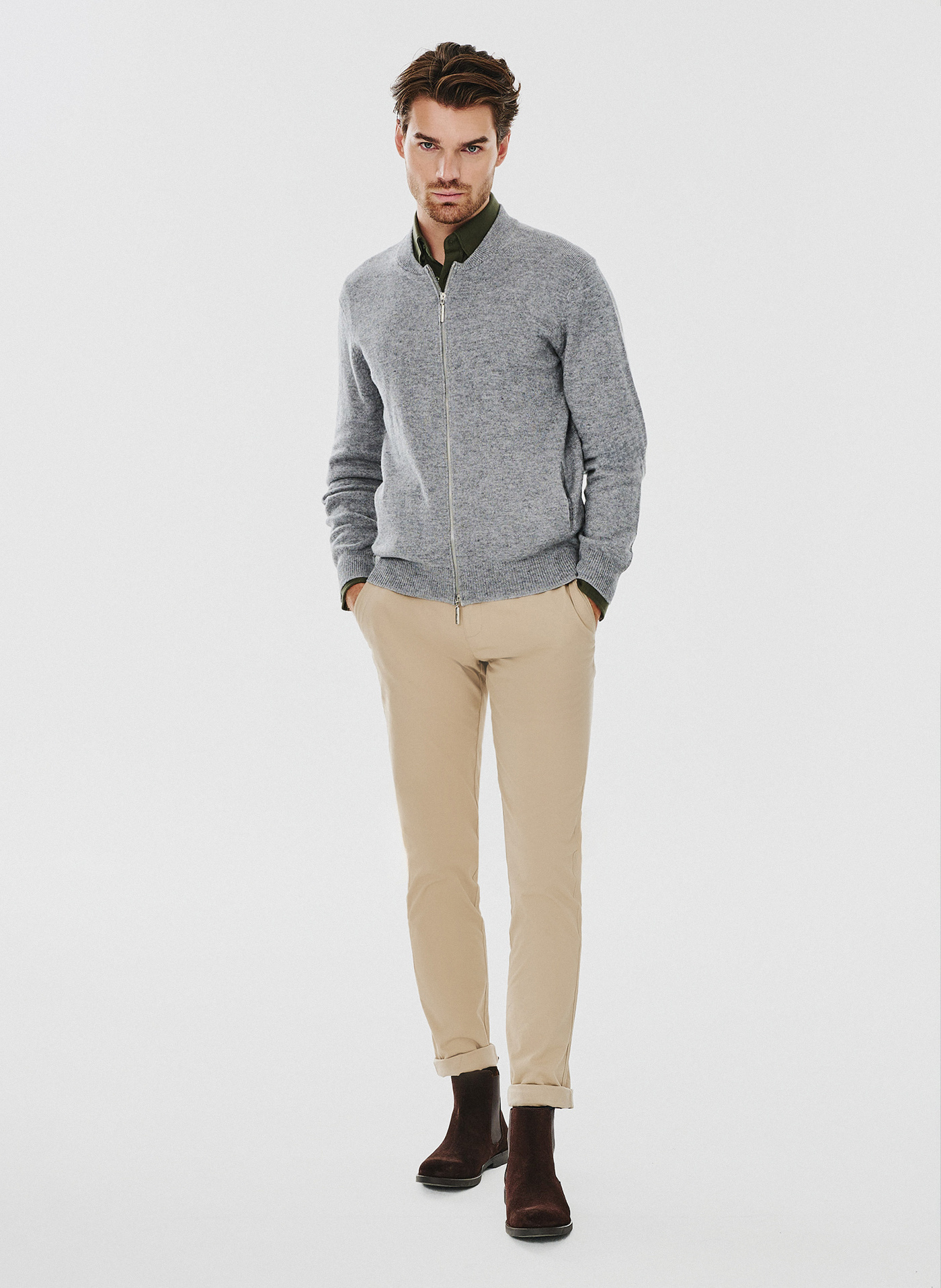 Sweter męski rozpinany w szarym kolorze - Pako Lorente