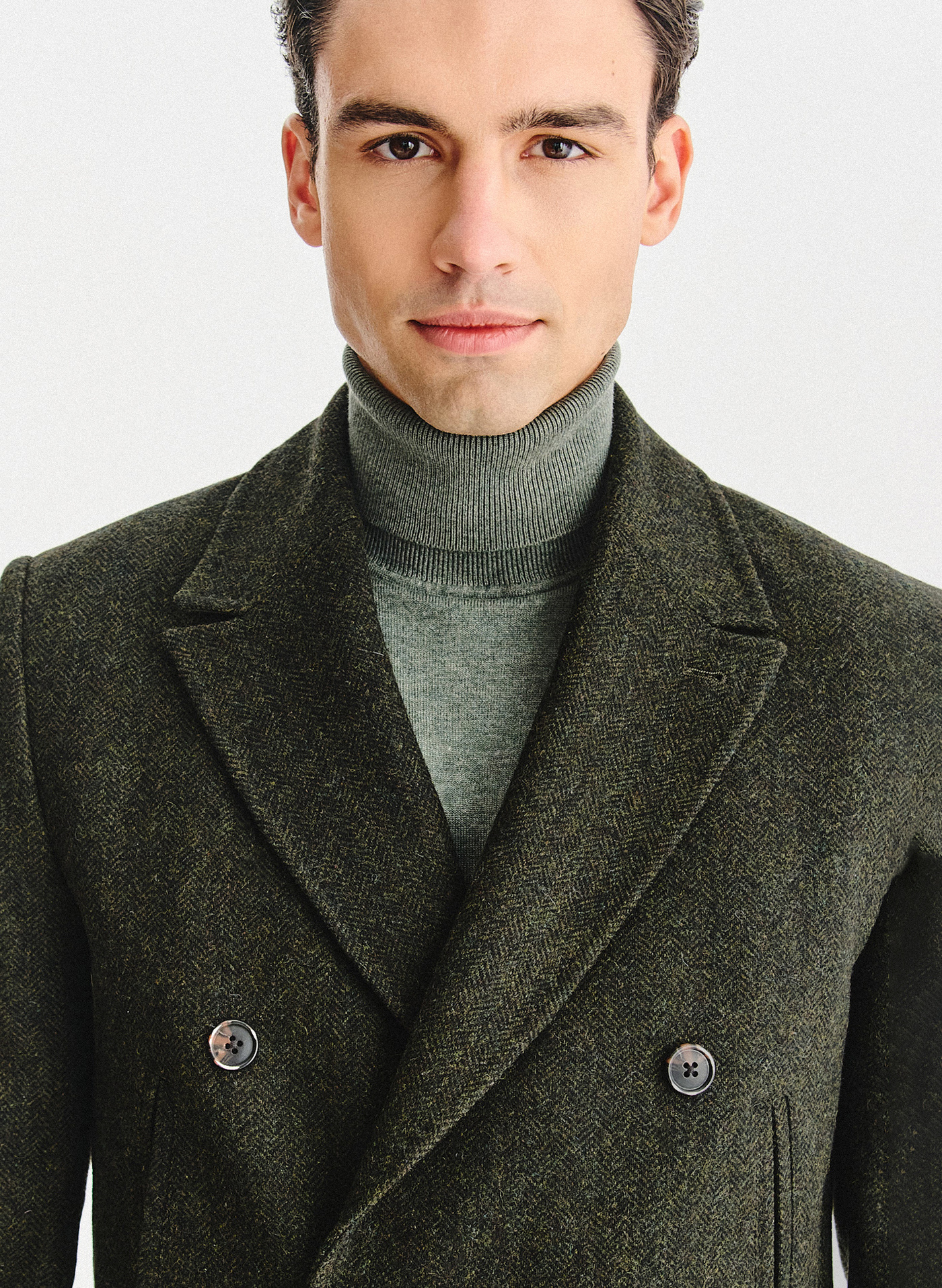 Zielony wełniany płaszcz męski - Pako Lorente