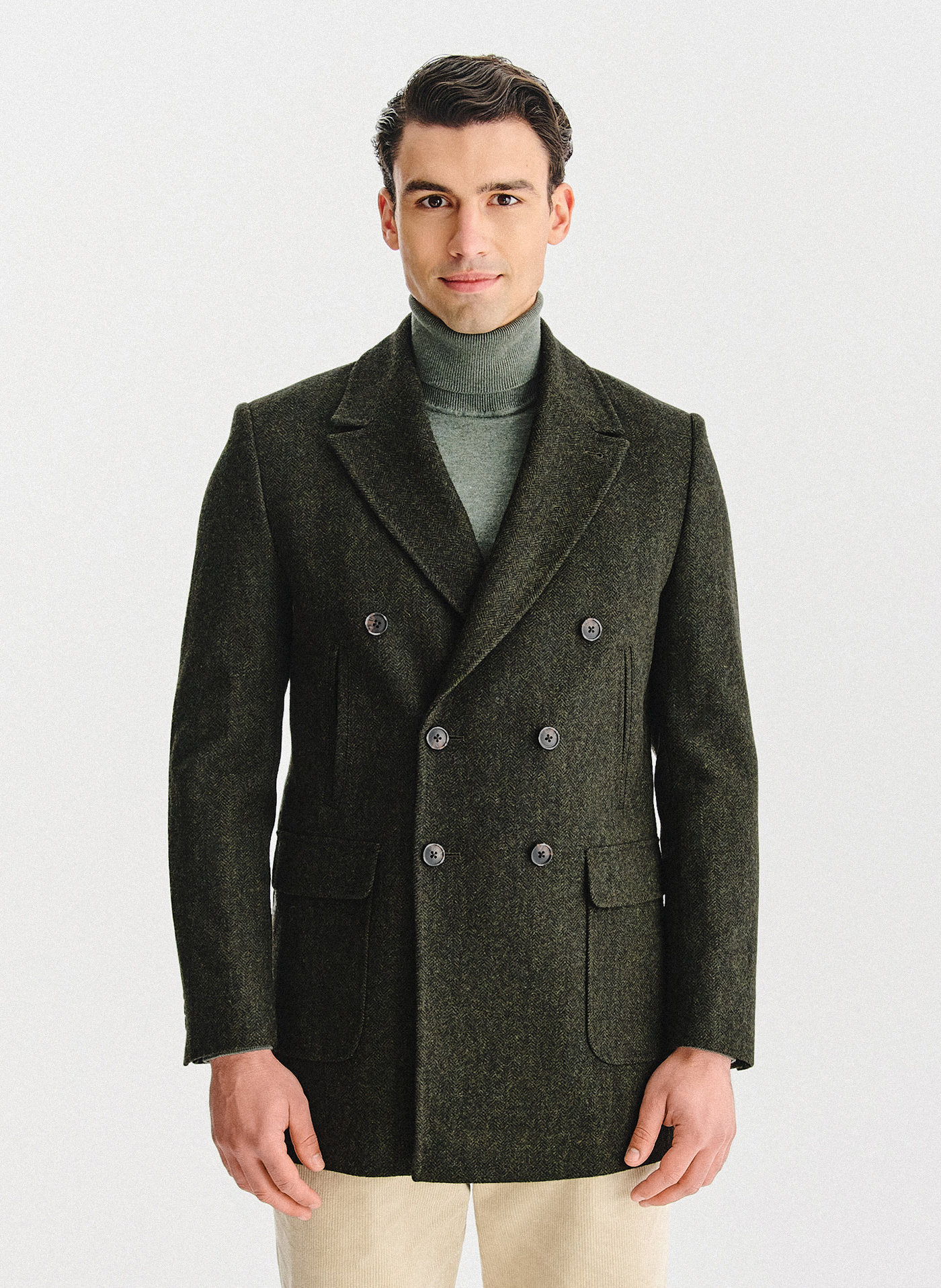 Zielony wełniany płaszcz męski - Pako Lorente