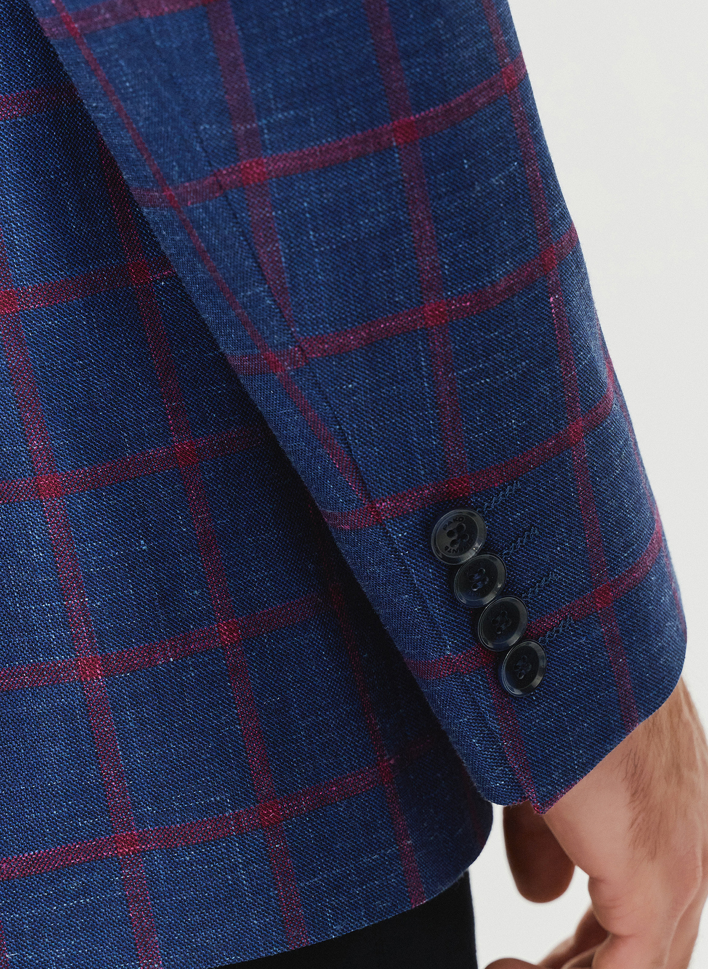 Granatowa marynarka w czerwoną kratę - Pako Lorente