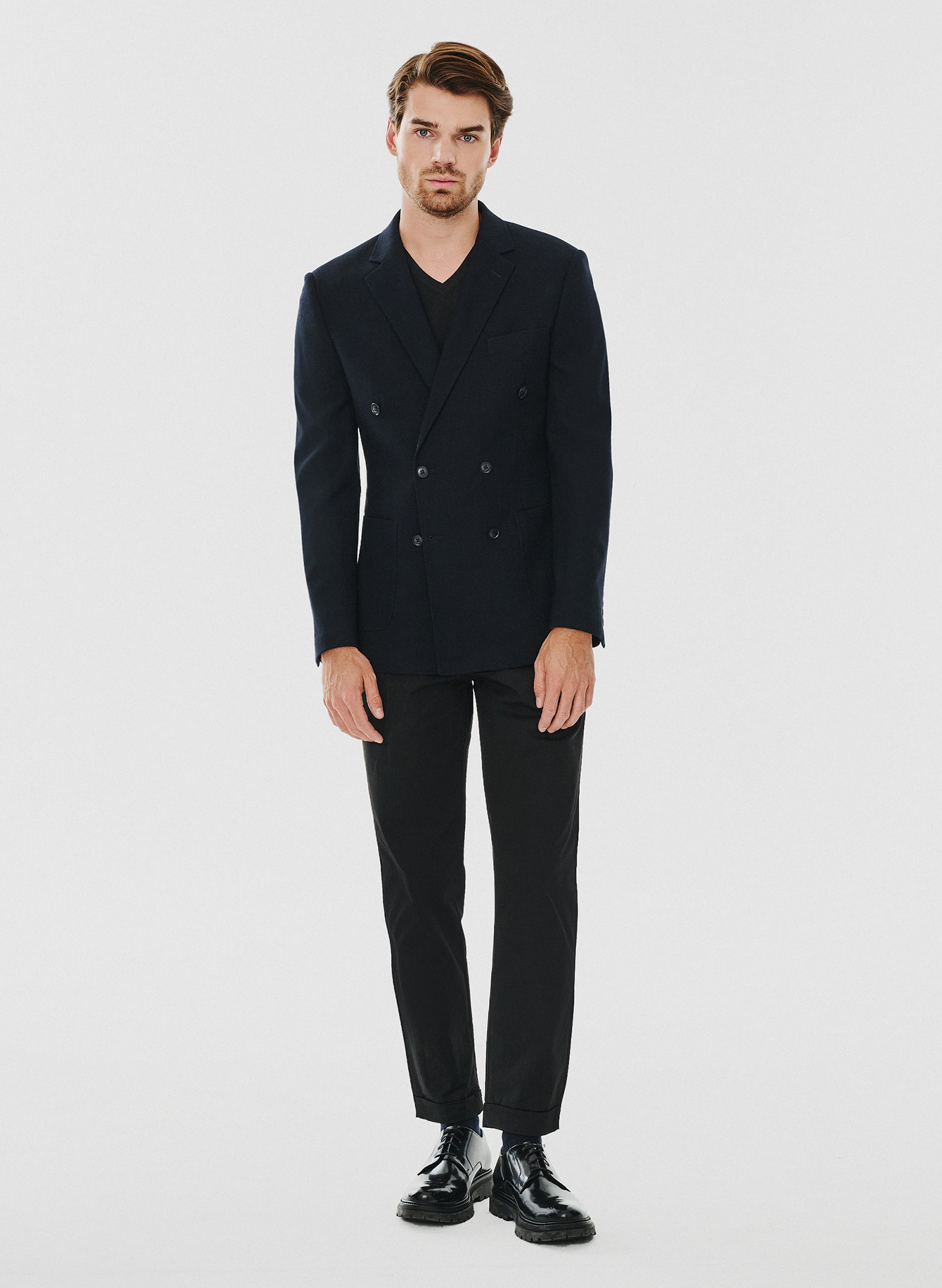 Granatowa dwurzędowa marynarka męska - Pako Lorente