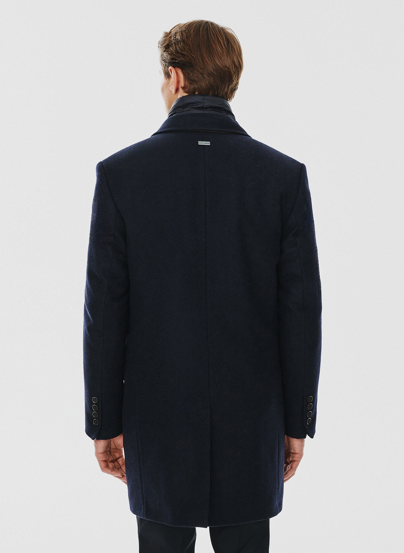 Męski płaszcz z wełną w kolorze granatowym - Pako Lorente