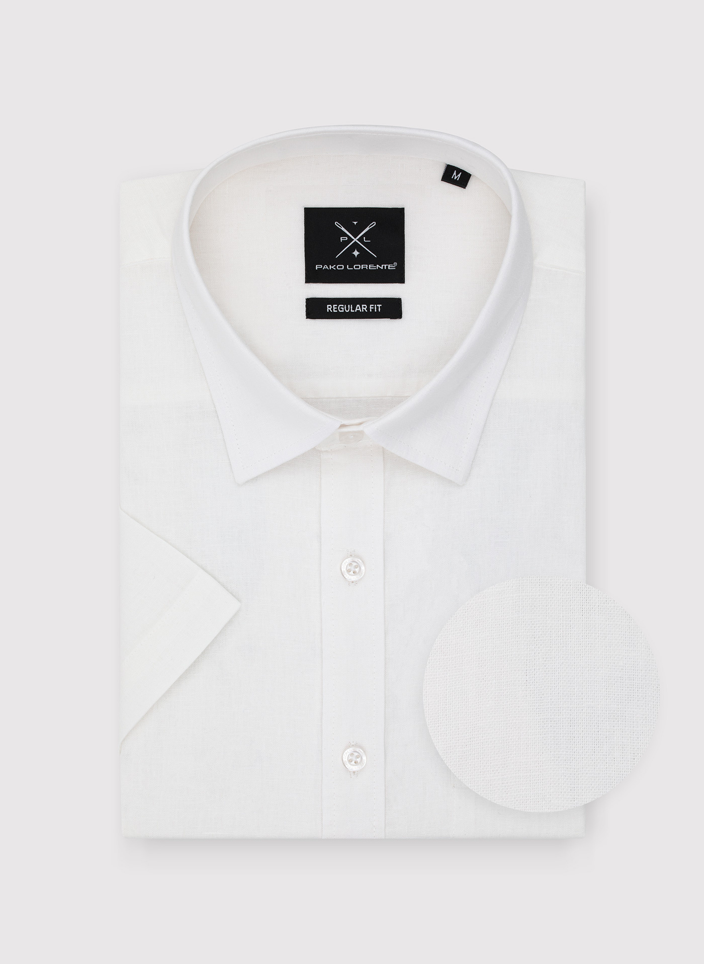 PAKO LORENTE - Lniana biała koszula z krótkim rękawem - Pako Lorente