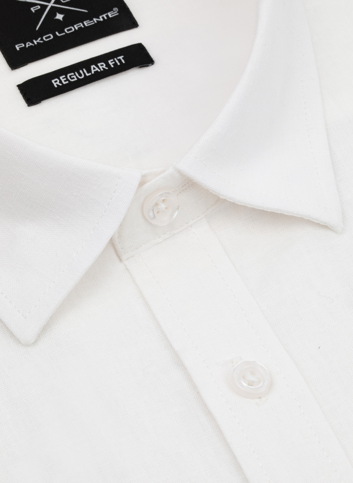 PAKO LORENTE - Lniana biała koszula z krótkim rękawem - Pako Lorente