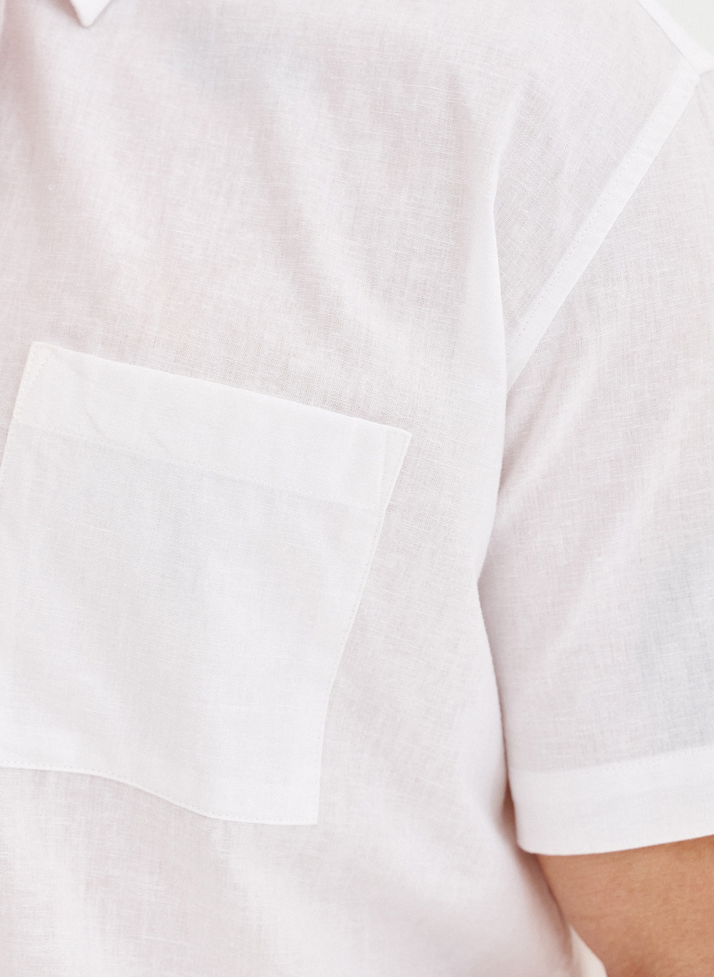 PAKO LORENTE - Lniana biała koszula z krótkim rękawem - Pako Lorente