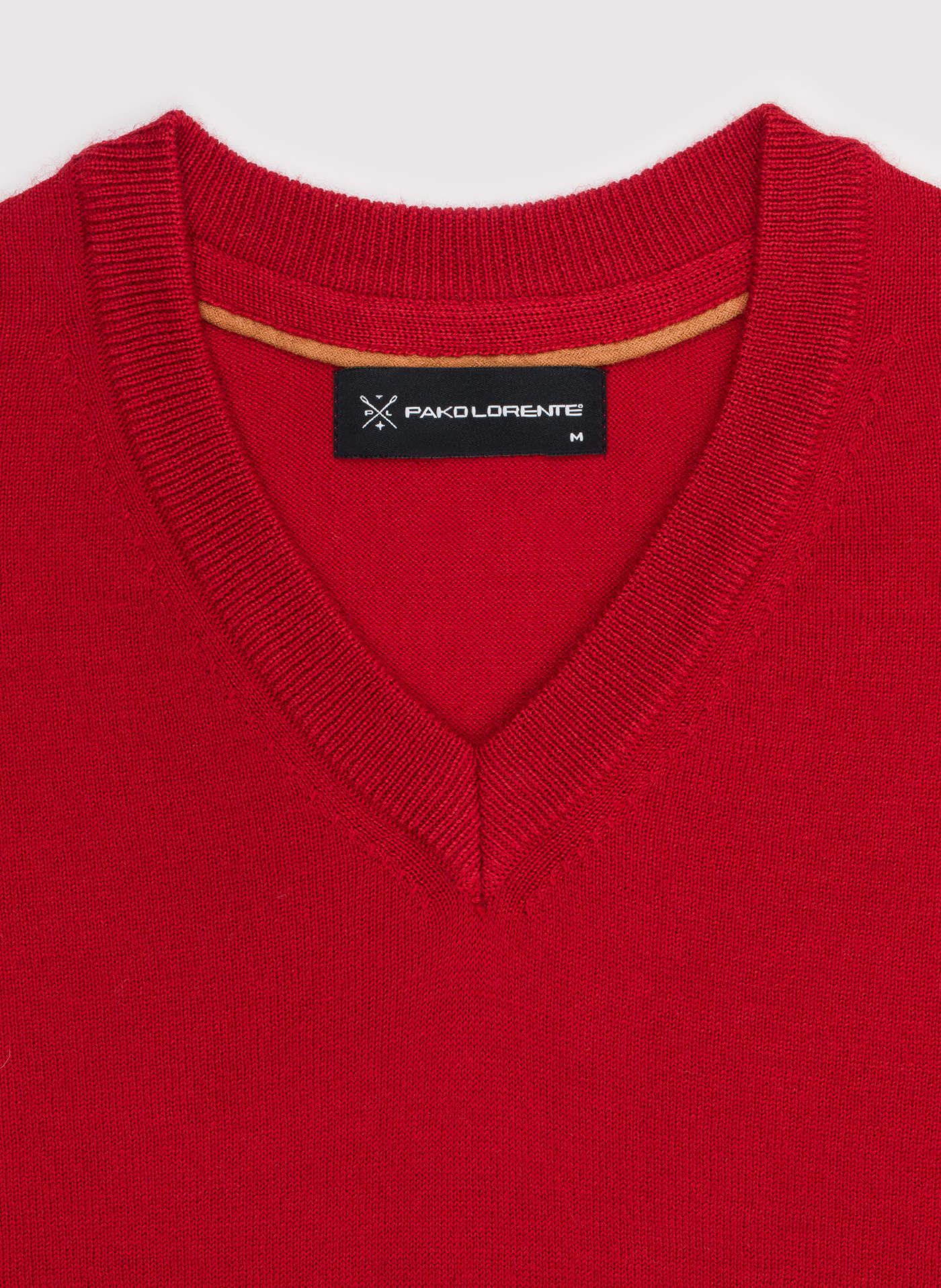Czerwony męski sweter w serek - Pako Lorente